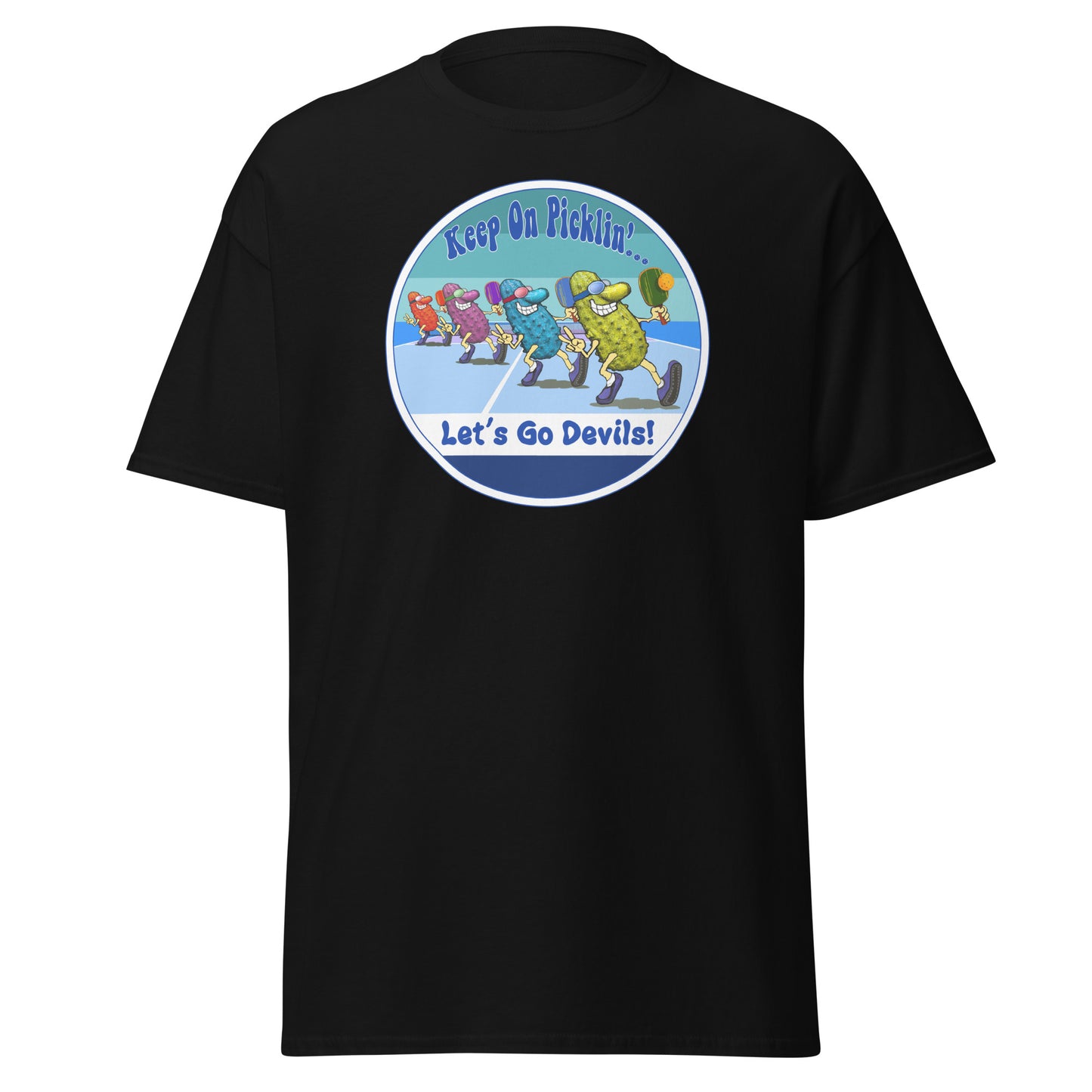 Duke Blue Devils Pickleball Shirt, Short-sleeve Tee, Retro Stripes Graphic