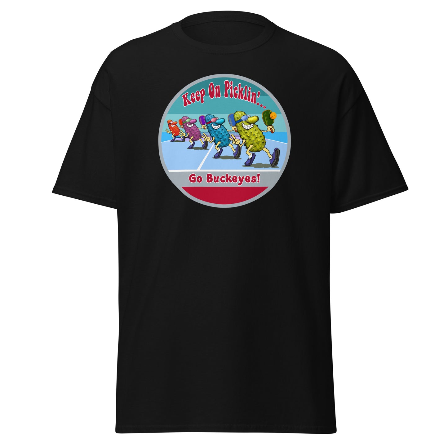 Ohio State Buckeyes Pickleball Shirt, Short-sleeve Tee, Retro Stripes Graphic