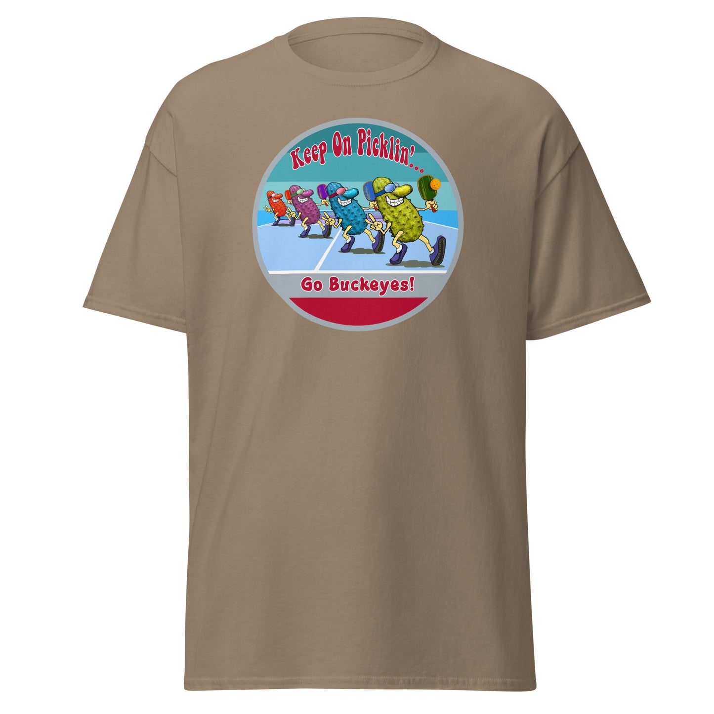 Ohio State Buckeyes Pickleball Shirt, Short-sleeve Tee, Retro Stripes Graphic