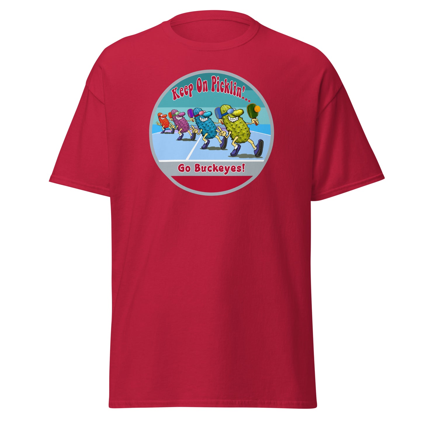 Ohio State Buckeyes Pickleball Shirt, Short-sleeve Tee, Retro Stripes Graphic