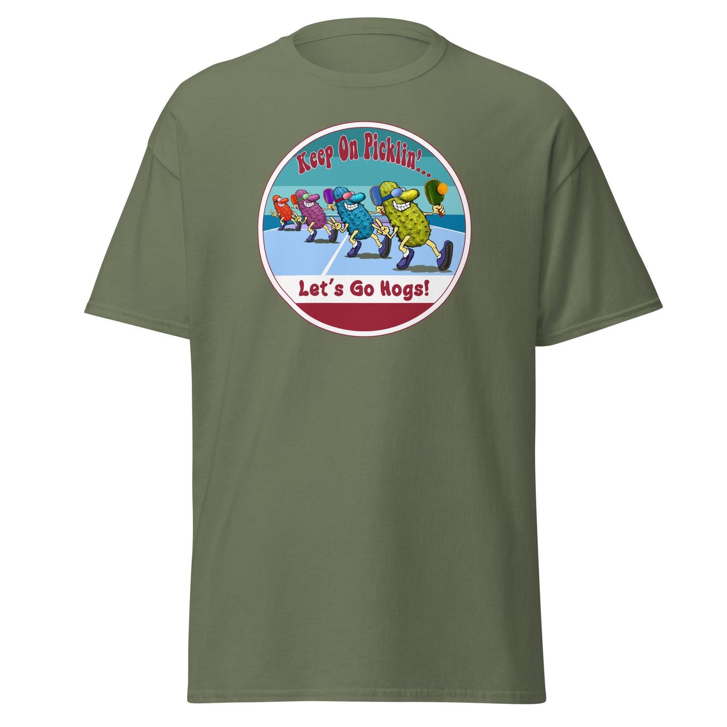 Arkansas Razorbacks Pickleball Shirt, Short-sleeve Tee, Retro Stripes Graphic