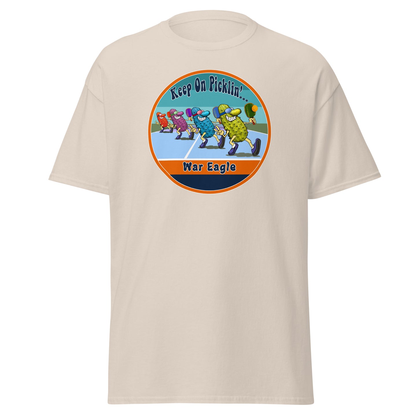 Auburn Tigers Pickleball Shirt, Short-sleeve Tee, Retro Stripes Graphic
