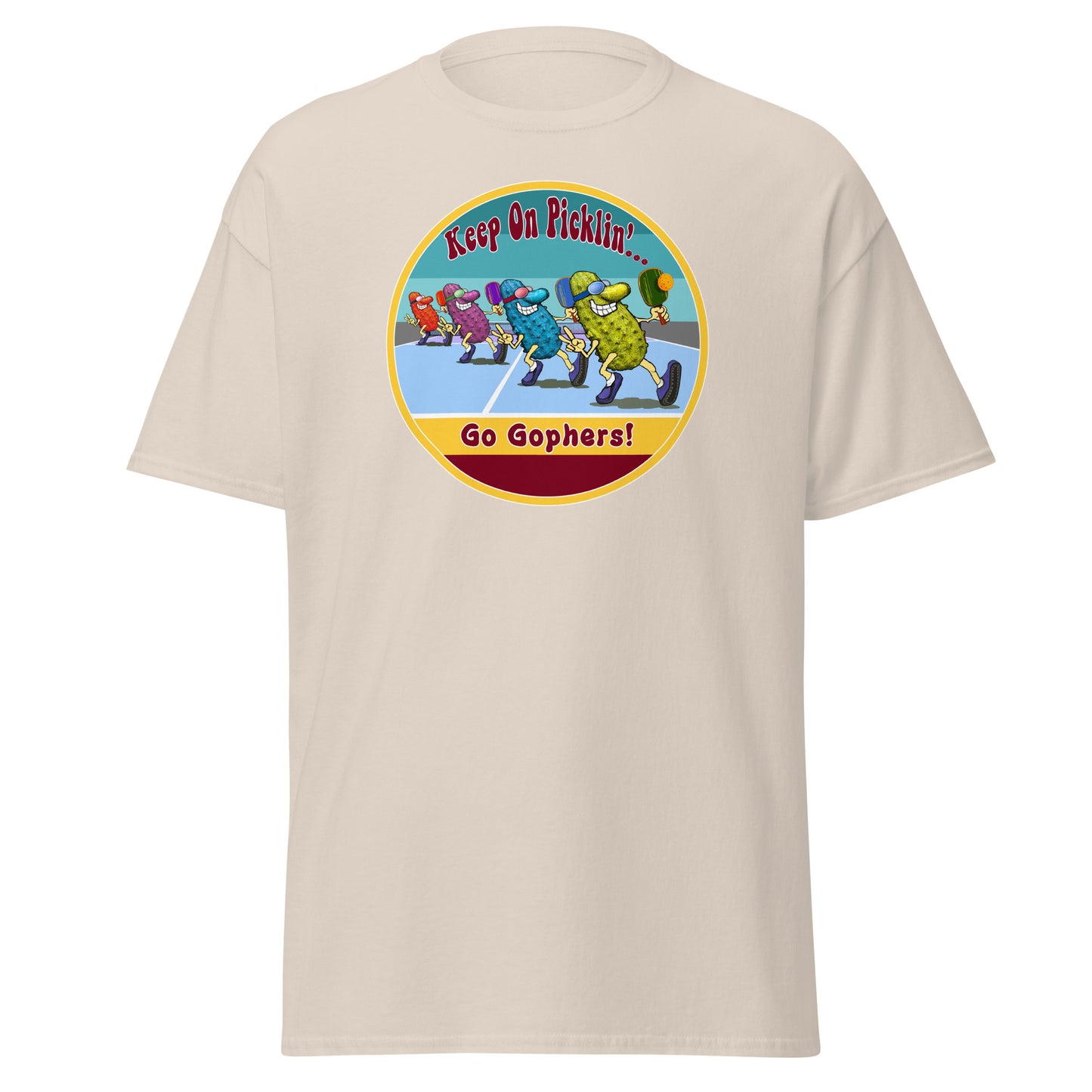 Minnesota Golden Gophers Pickleball Shirt, Short-sleeve Tee, Retro Stripes Graphic