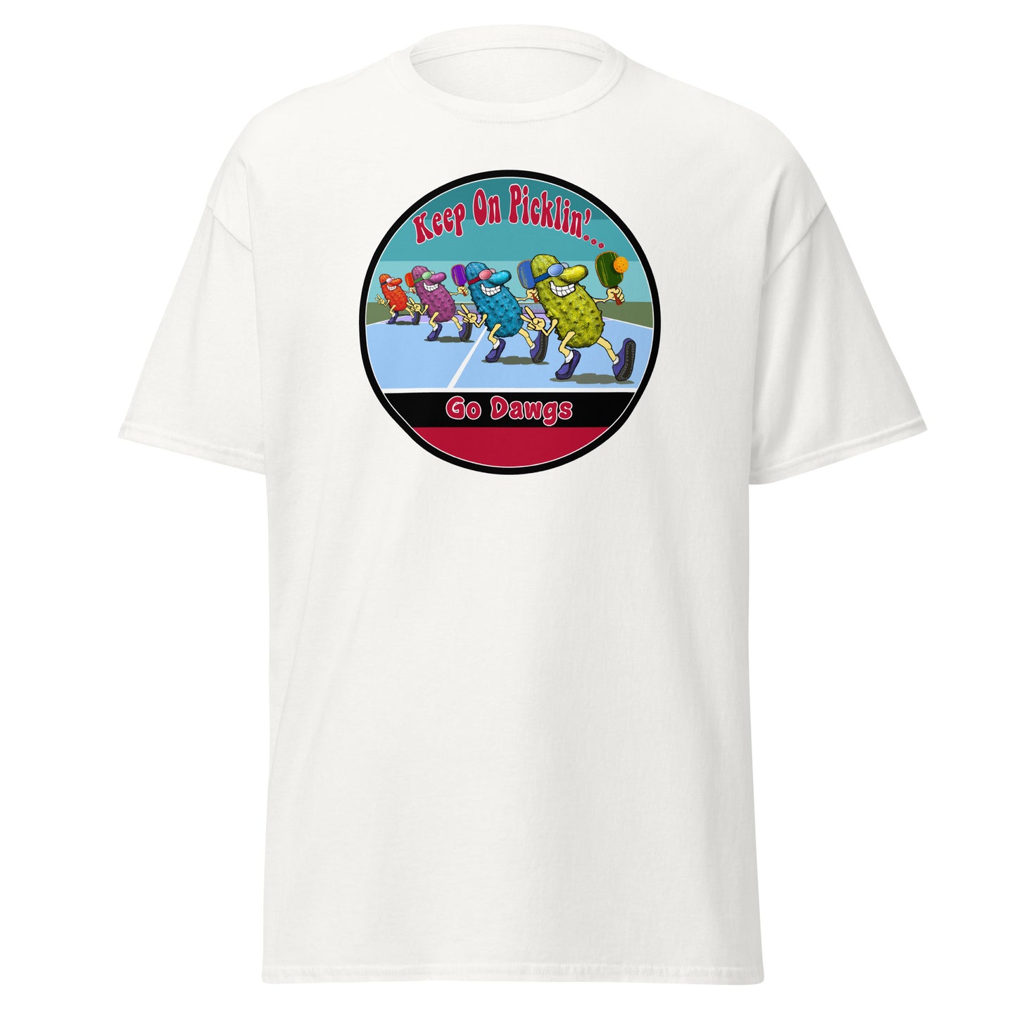 Georgia Bulldogs Pickleball Shirt, Short-sleeve Tee, Retro Stripes Graphic