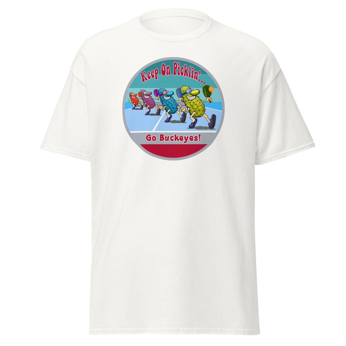 Ohio State Buckeyes Pickleball Shirt, Short-sleeve Tee, Retro Stripes Graphic