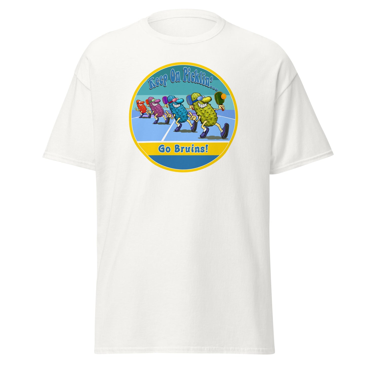 UCLA Bruins Pickleball Shirt, Short-sleeve Tee, Retro Stripes Graphic
