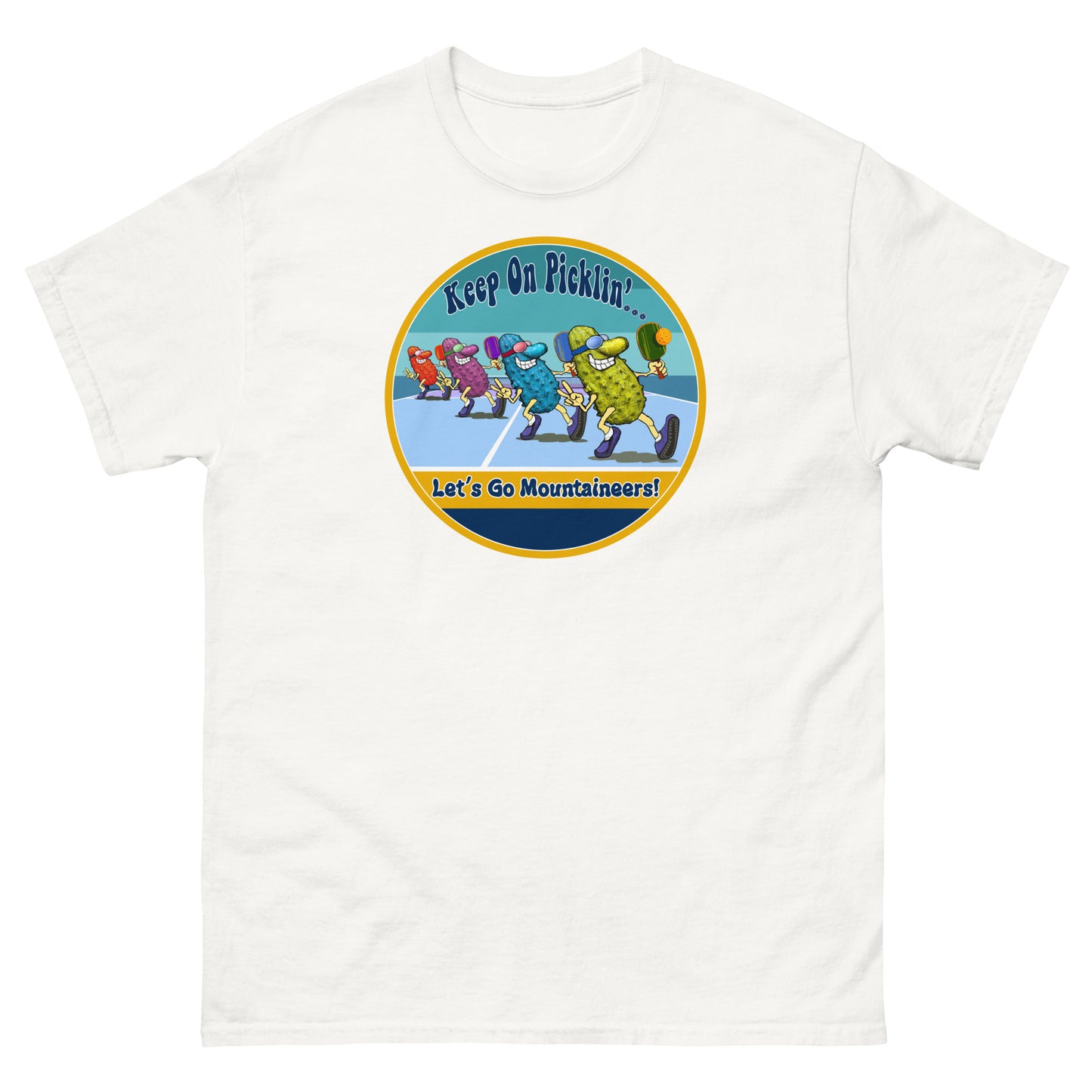 West Virginia Mountaineers Pickleball Shirt, Short-sleeve Tee, Retro Stripes Graphic