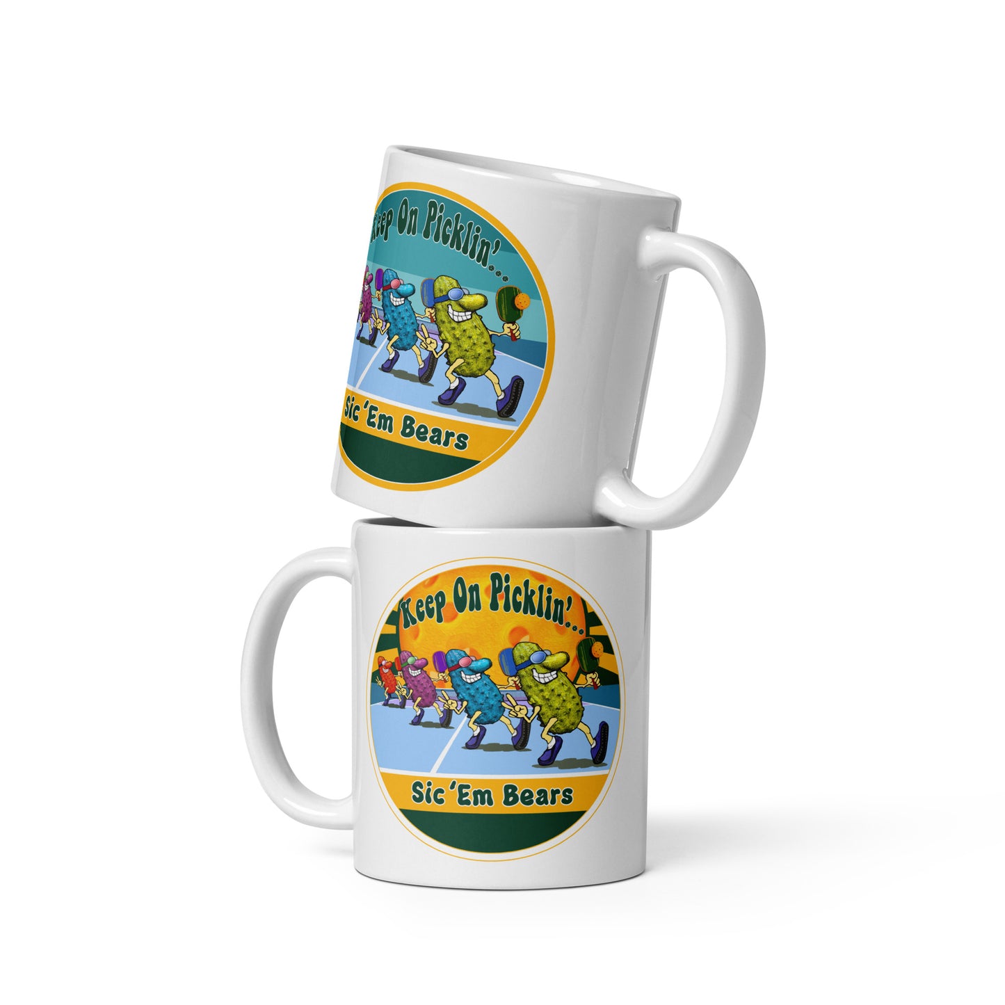 Baylor Bears Pickleball Mug, Keep On Picklin', Sic 'Em Bears, 11oz and 15oz