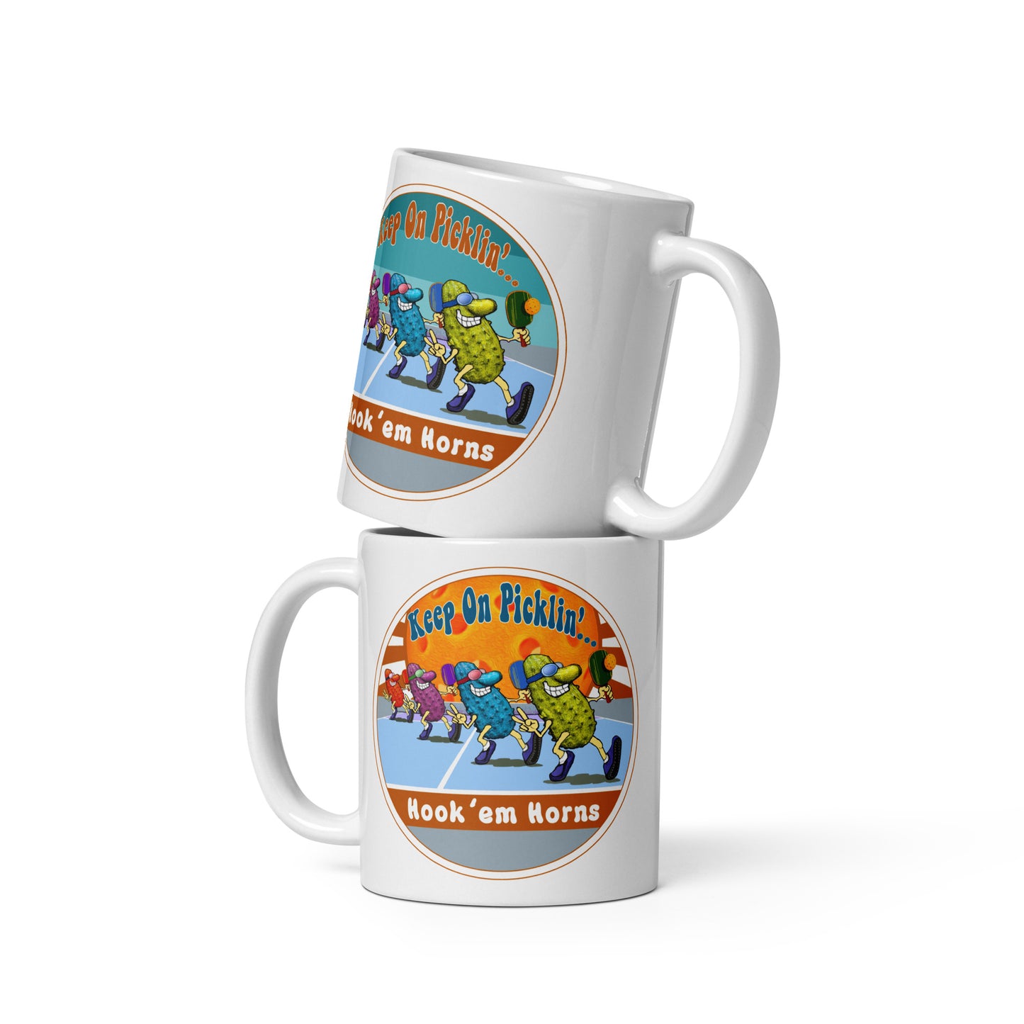 Texas Longhorns Pickleball Mug, Keep On Picklin', Hook 'em Horns, 11oz and 15oz