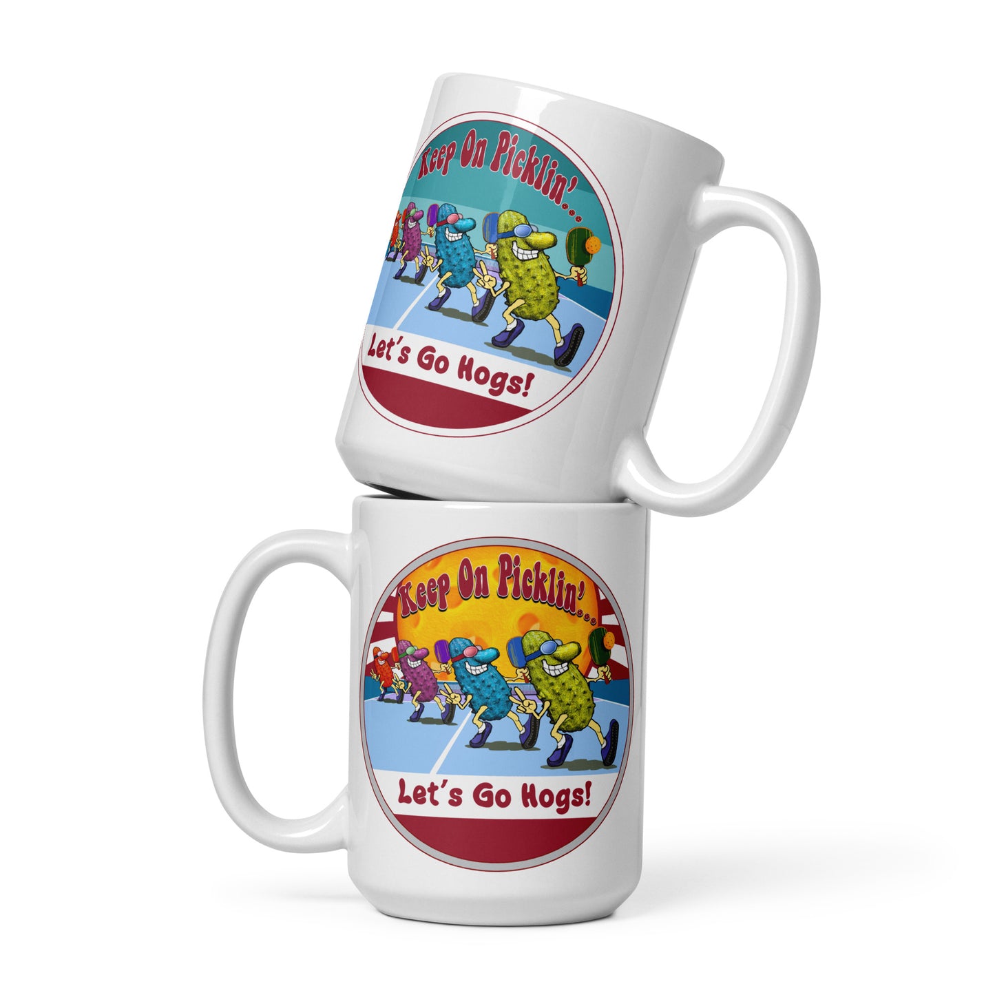 Arkansas Razorbacks Pickleball Mug, Keep On Picklin', Let's Go Hogs, 11oz and 15oz