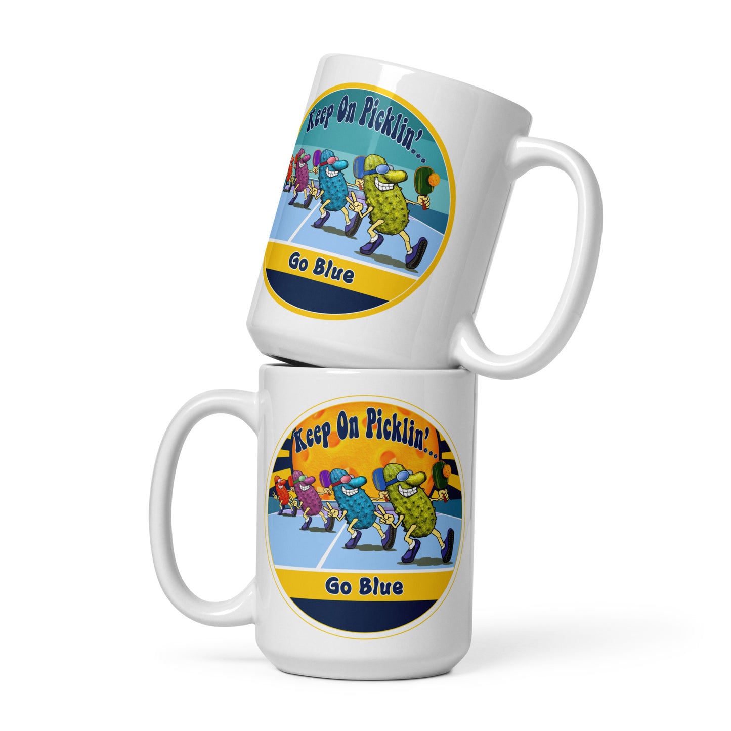 Michigan Wolverines Pickleball Mug, Keep On Picklin', Go Blue, 11oz and 15oz
