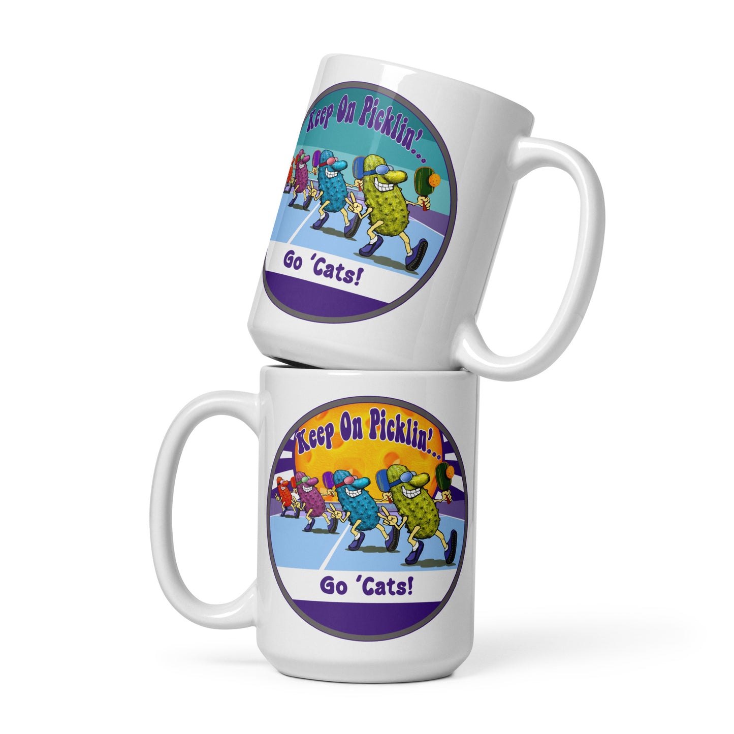 Northwestern Wildcats Pickleball Mug, Keep On Picklin', Go 'Cats, 11oz and 15oz