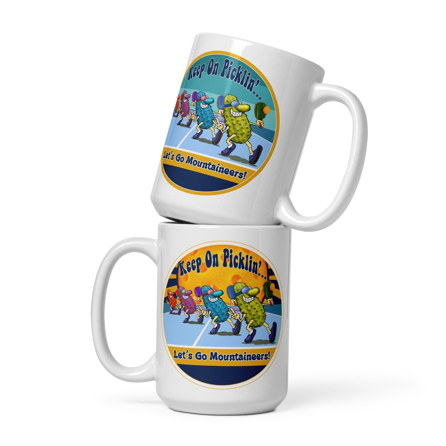 West Virginia Mountaineers Pickleball Mug, Keep On Picklin', Let's Go Mountaineers, 11oz and 15oz