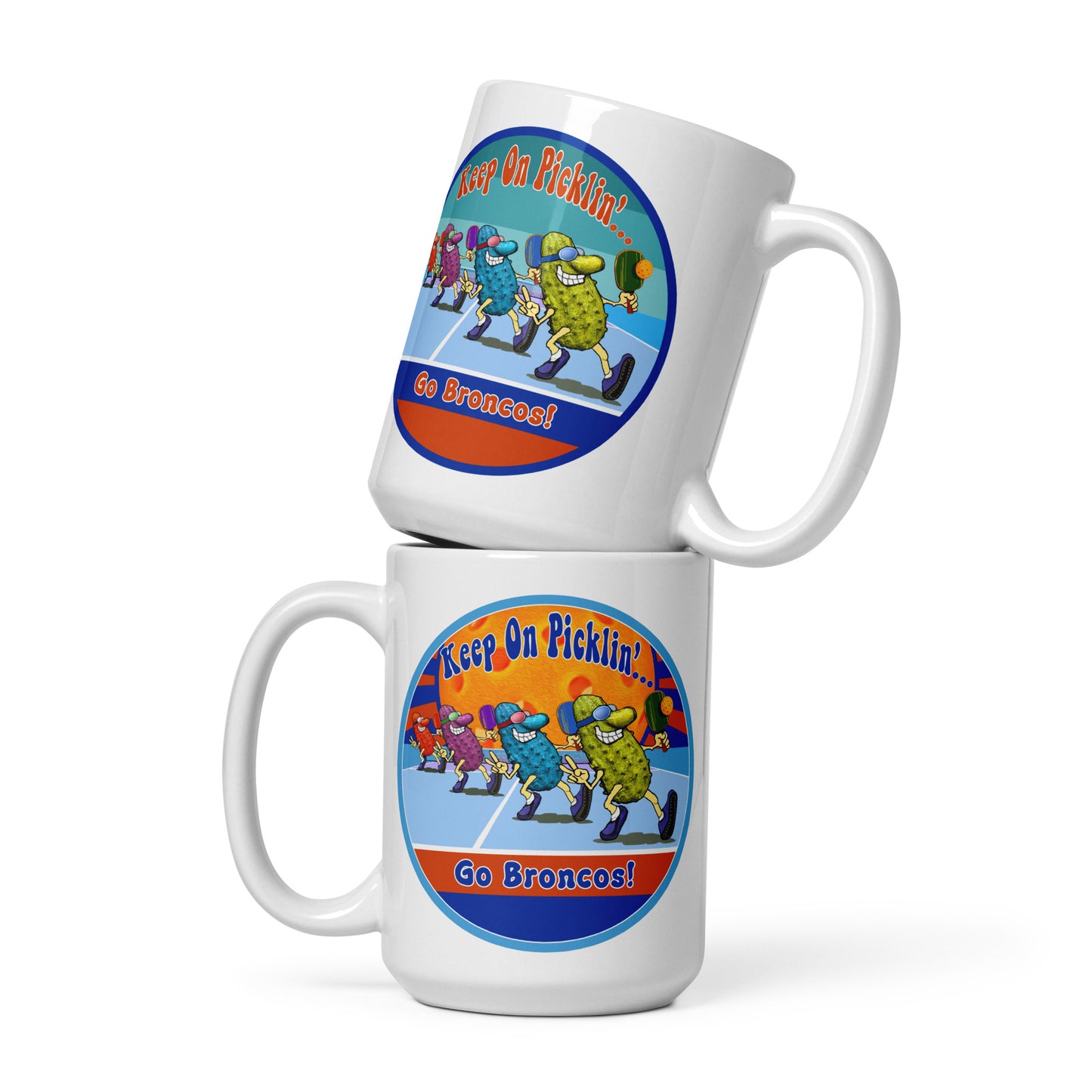 Boise State Broncos Pickleball Mug, Keep On Picklin', Go Broncos, 11oz and 15oz