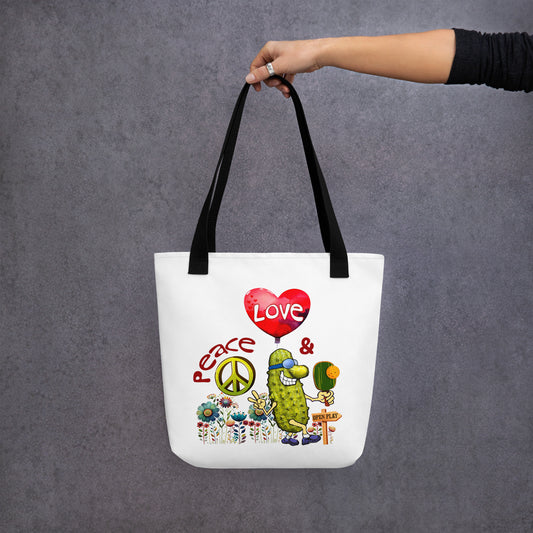 Peace Love & Pickleball Tote Bag