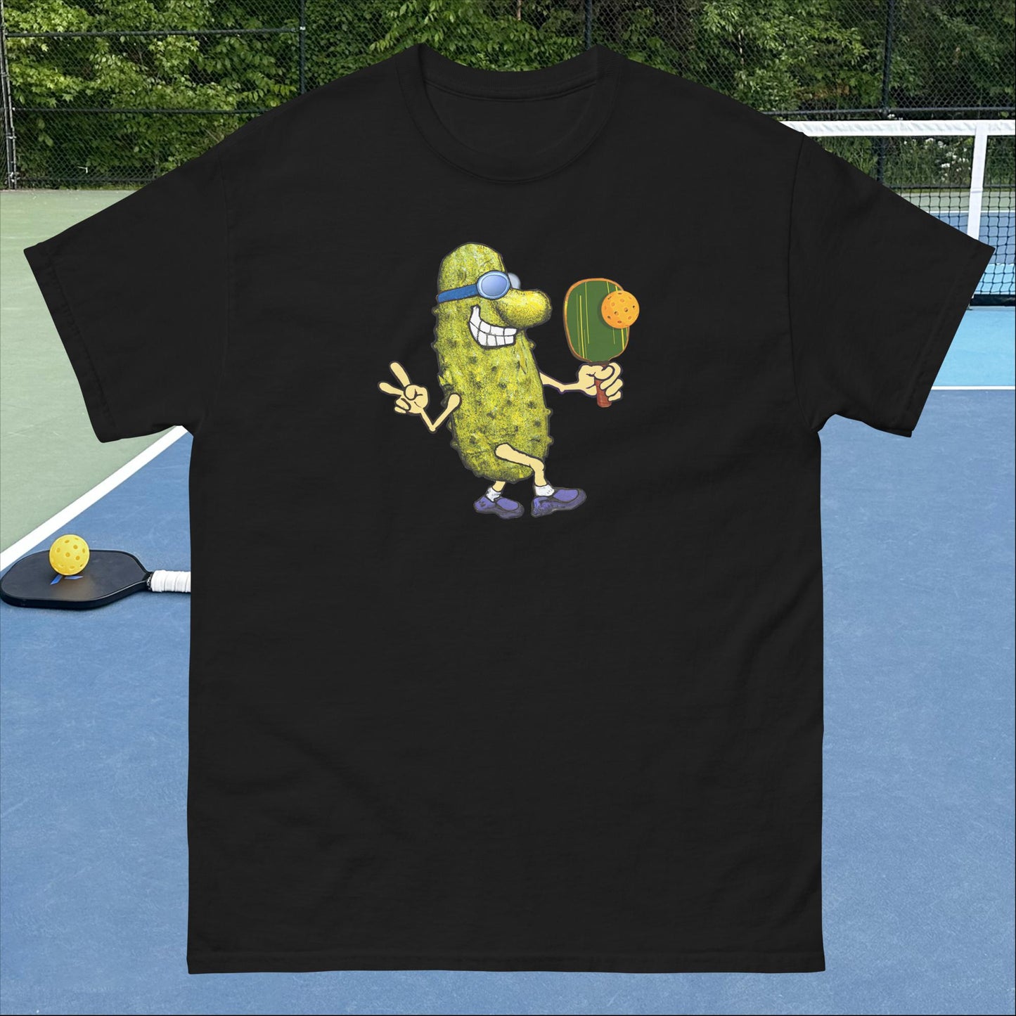 Fun Pickleball T-shirt, Keep On Picklin' Pickledude Without Text, Graphic on Front Center