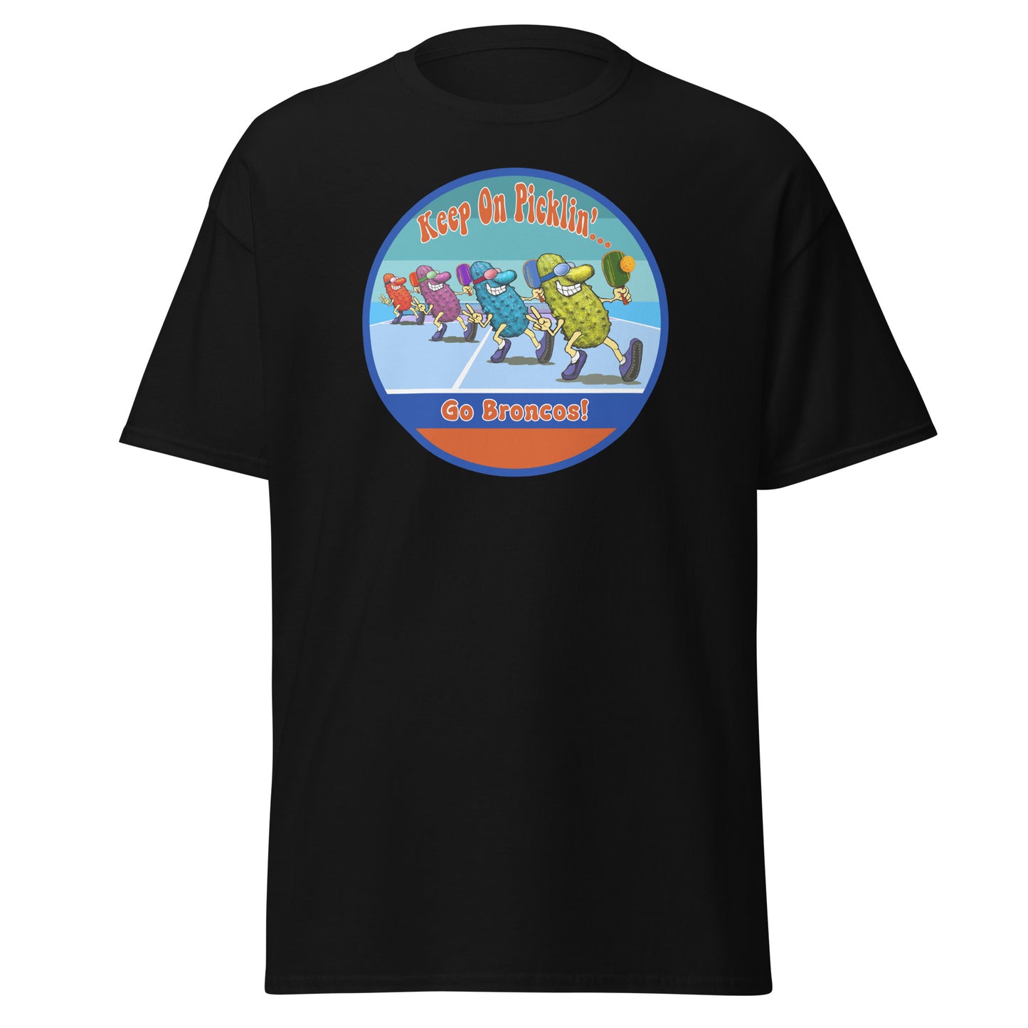 Boise State Broncos Pickleball Shirt, Short-sleeve Tee, Retro Stripes Graphic