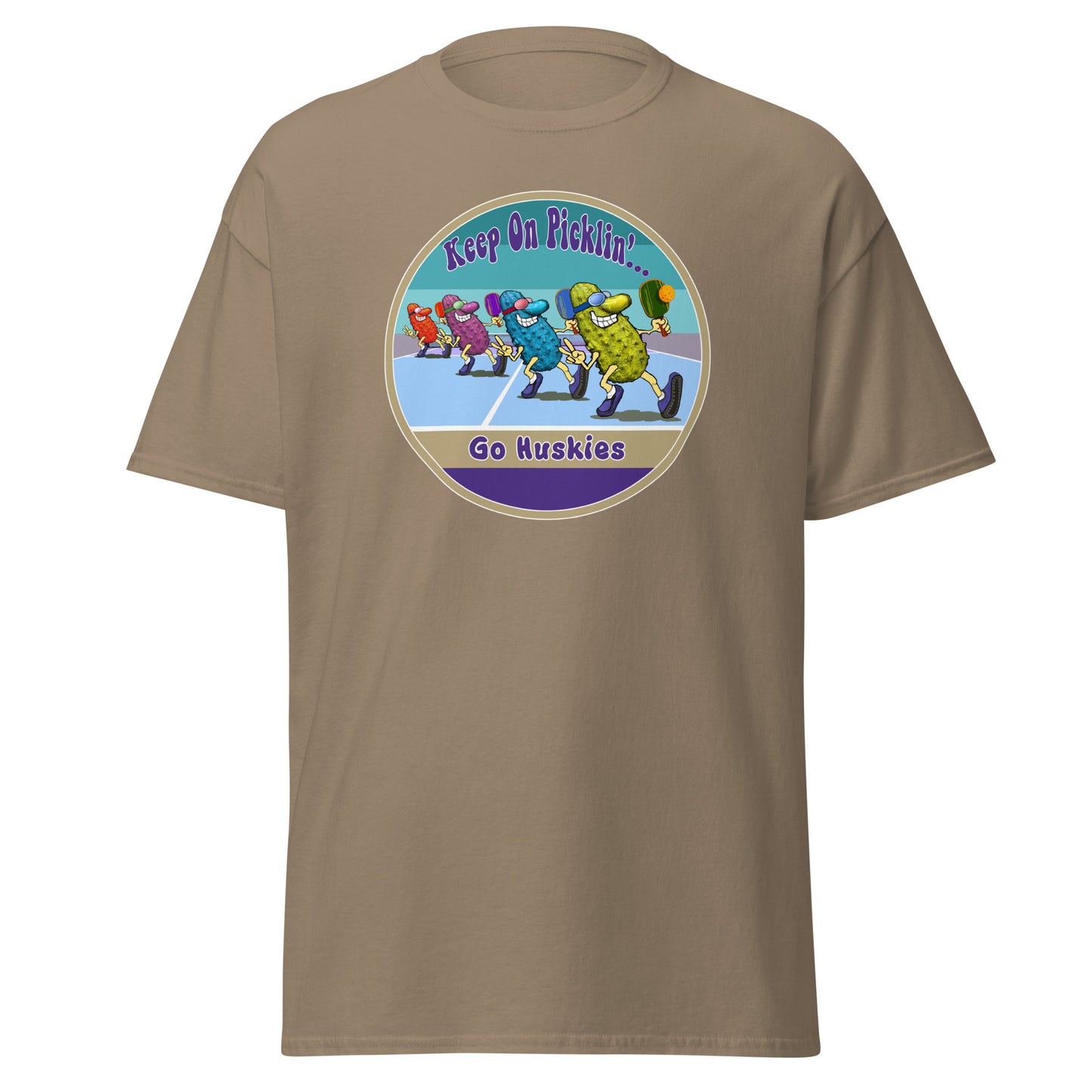 Washington Huskies Pickleball Shirt, Short-sleeve Tee, Retro Stripes Graphic