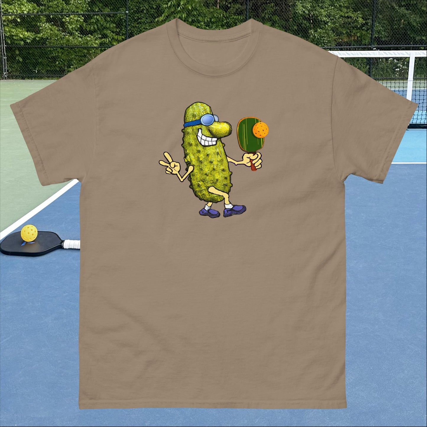 Fun Pickleball T-shirt, Keep On Picklin' Pickledude Without Text, Graphic on Front Center