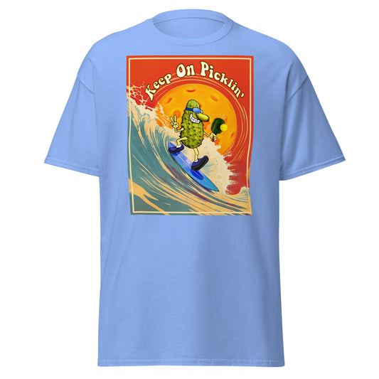 Fun Pickleball T-shirt, Keep On Picklin', Surfer, Short-sleeve T-shirt