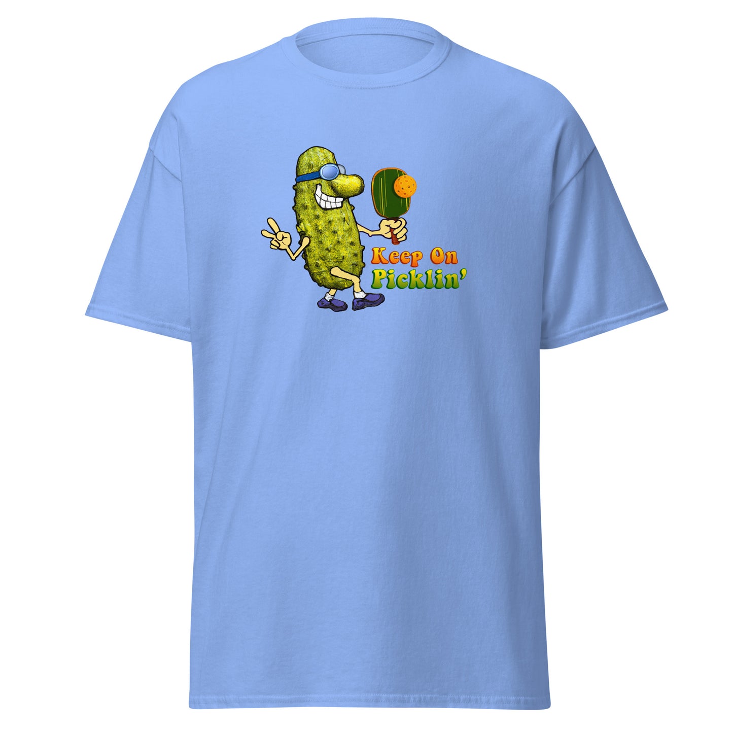 Fun Pickleball T-shirt, Keep On Picklin' Pickledude, Graphic on Front Center