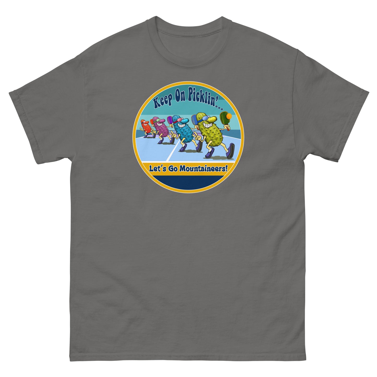 West Virginia Mountaineers Pickleball Shirt, Short-sleeve Tee, Retro Stripes Graphic