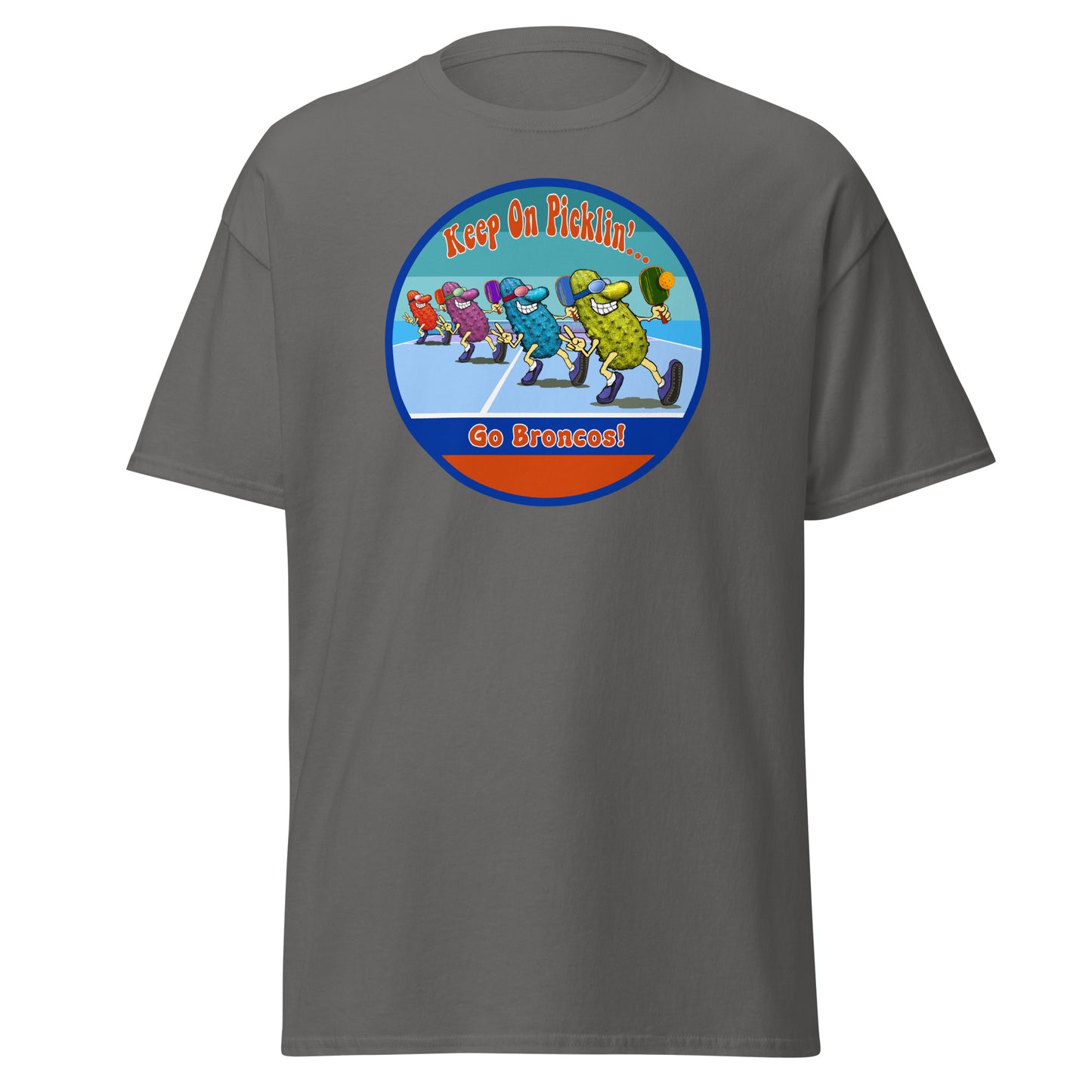 Boise State Broncos Pickleball Shirt, Short-sleeve Tee, Retro Stripes Graphic