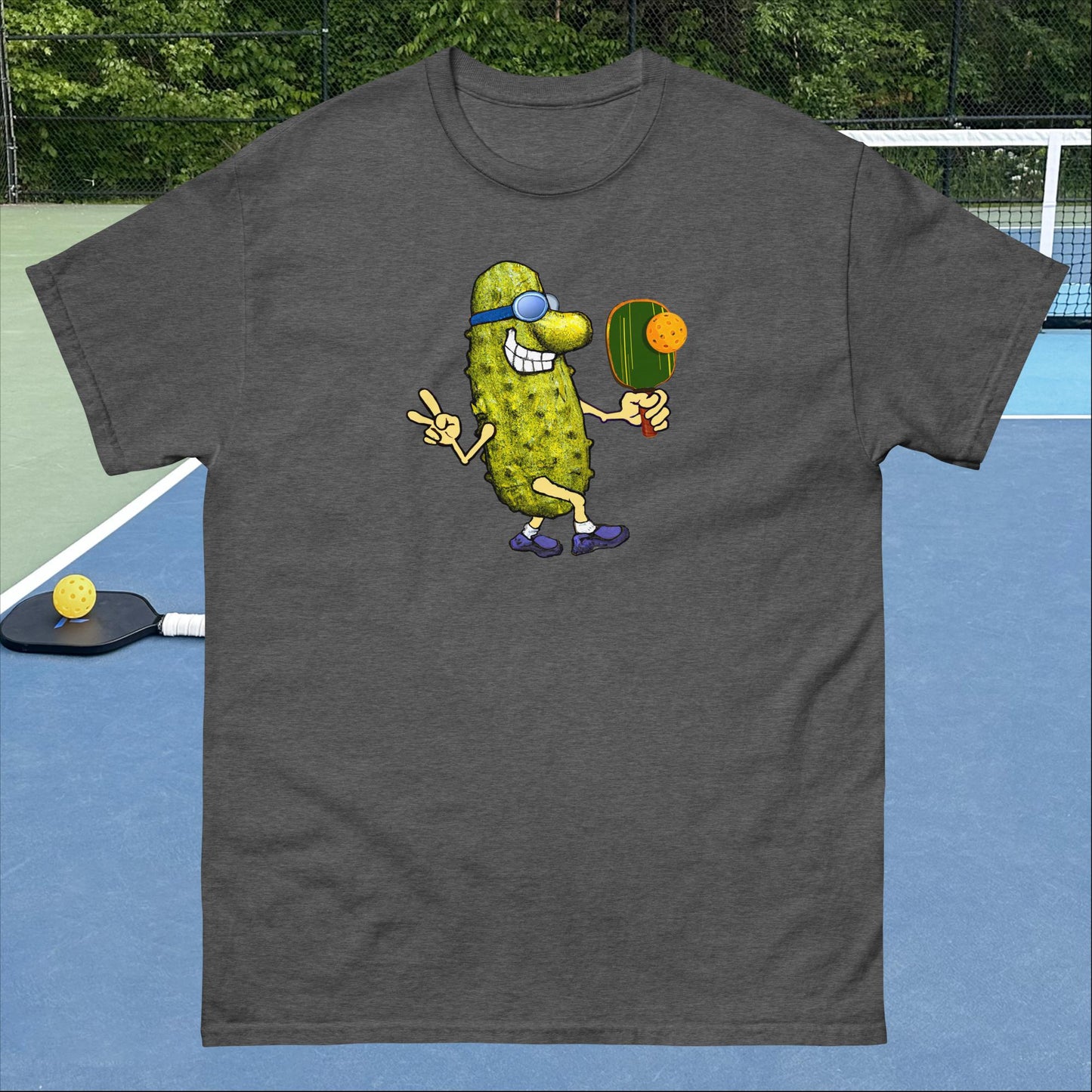 Fun Pickleball T-shirt, Keep On Picklin' Pickledude Without Text, Graphic on Front Center