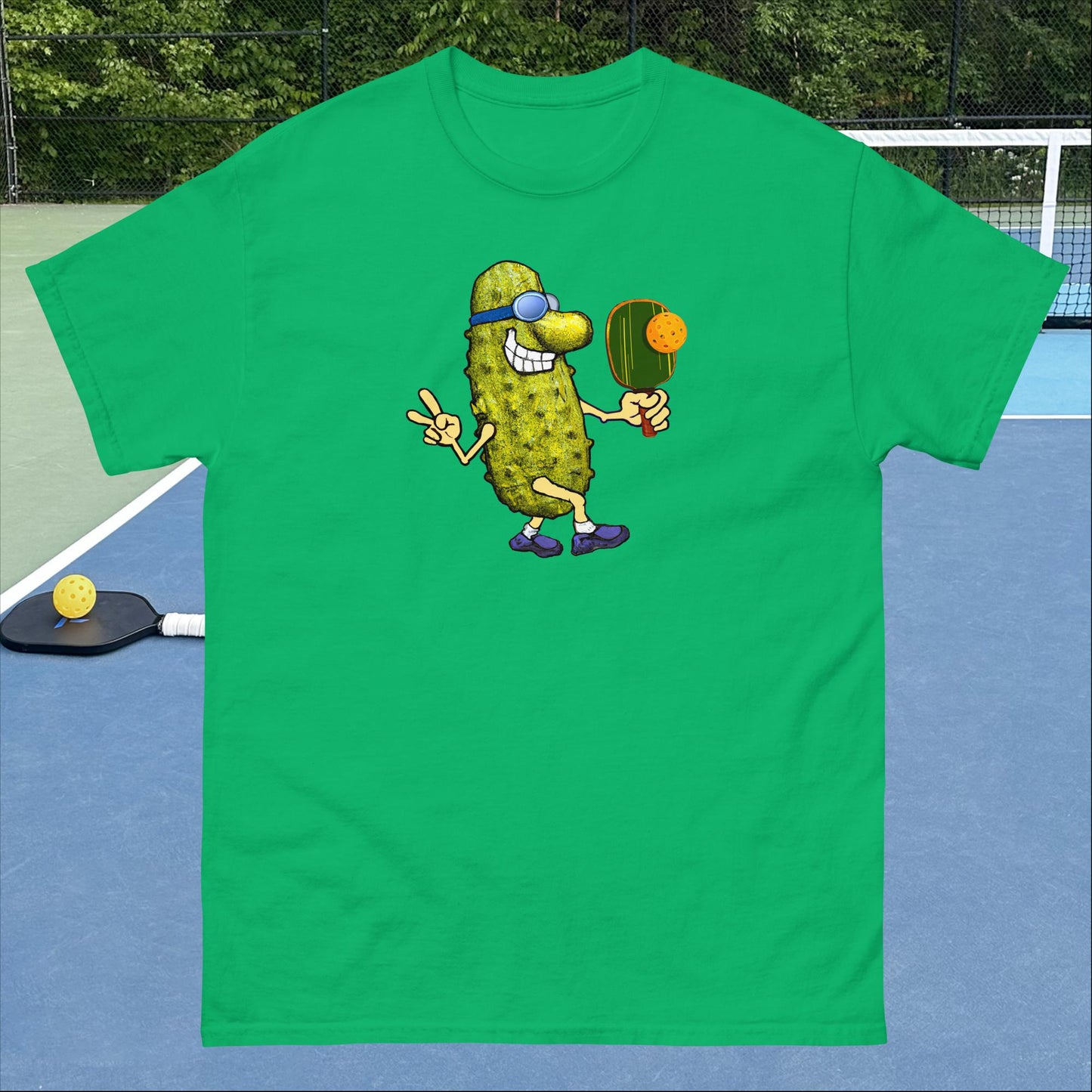 Fun Pickleball T-shirt, Keep On Picklin' Pickledude Without Text, Graphic on Front Center