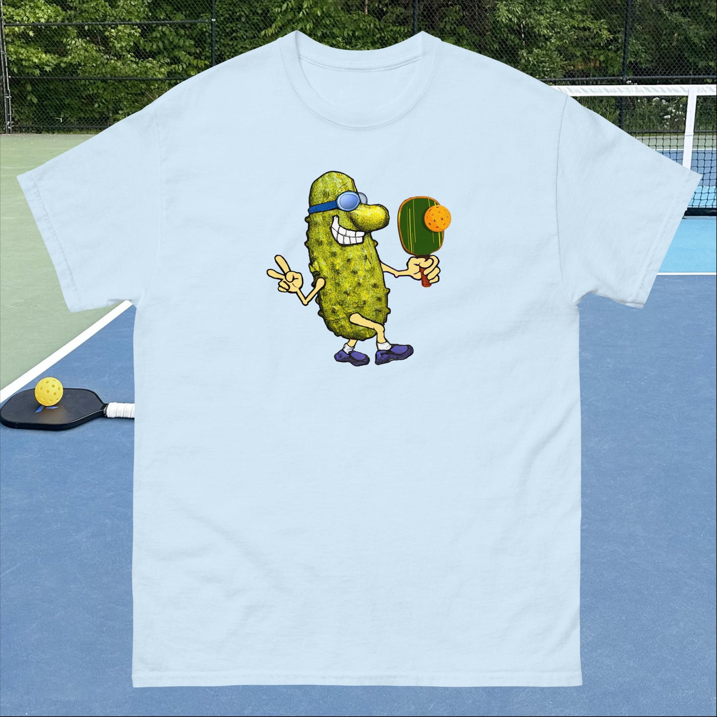 Fun Pickleball T-shirt, Keep On Picklin' Pickledude Without Text, Graphic on Front Center