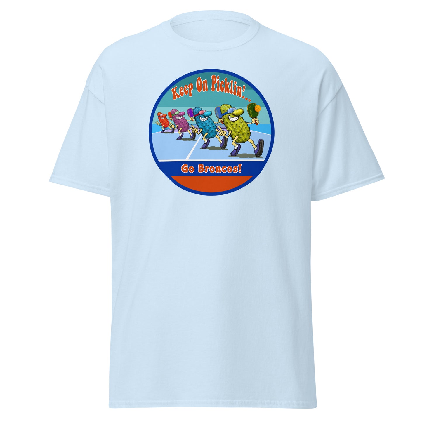 Boise State Broncos Pickleball Shirt, Short-sleeve Tee, Retro Stripes Graphic