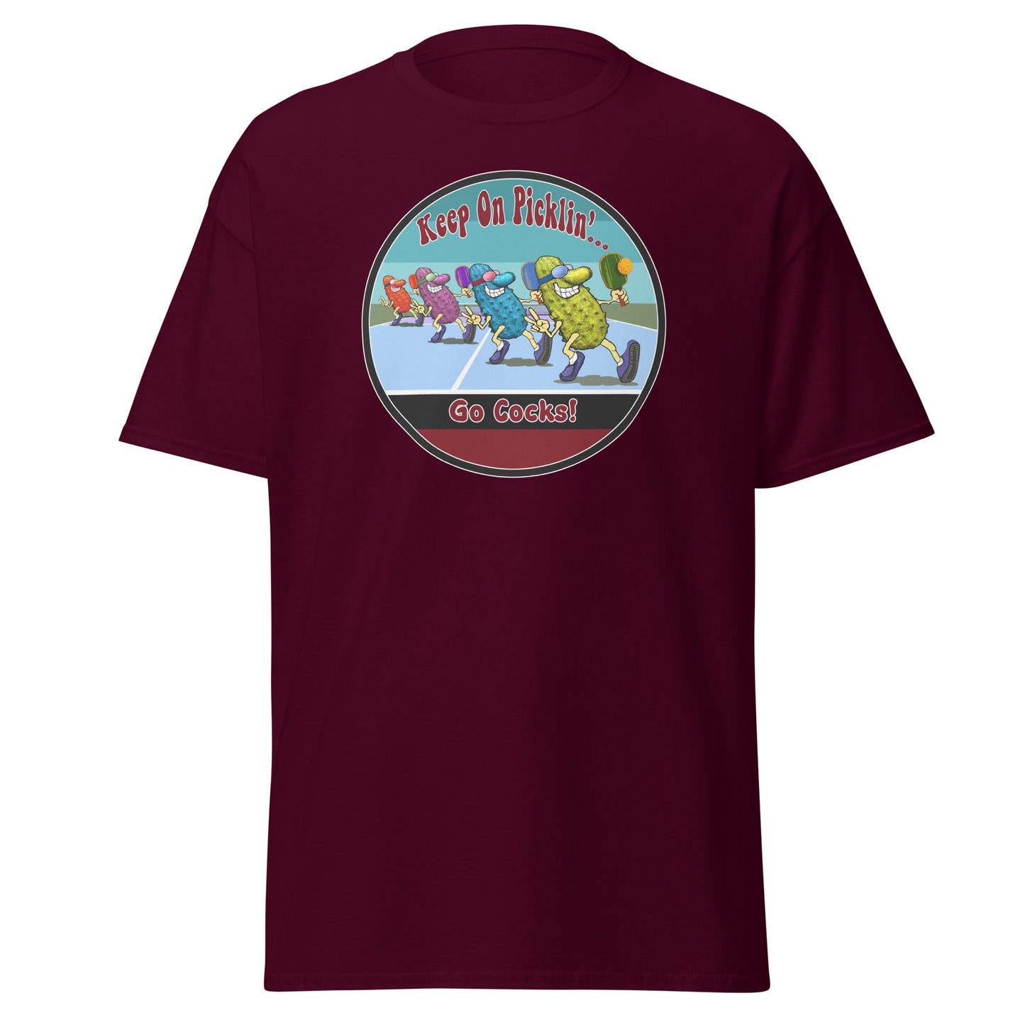 South Carolina Gamecocks Pickleball Shirt, Short-sleeve Tee, Retro Stripes Graphic