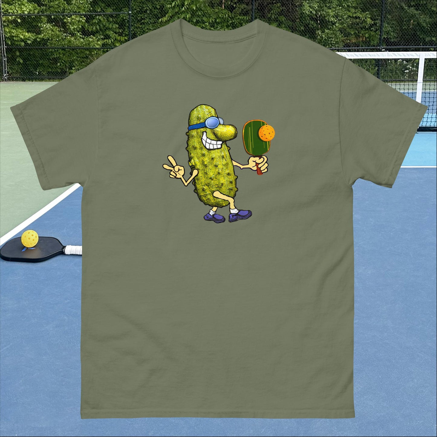 Fun Pickleball T-shirt, Keep On Picklin' Pickledude Without Text, Graphic on Front Center