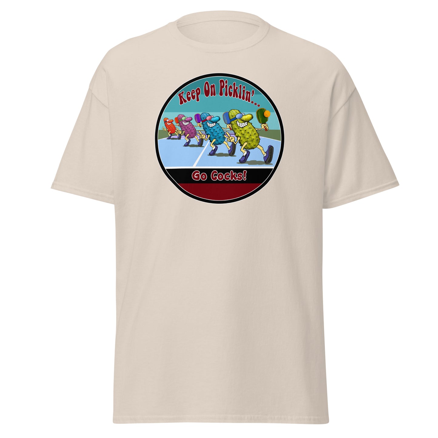 South Carolina Gamecocks Pickleball Shirt, Short-sleeve Tee, Retro Stripes Graphic