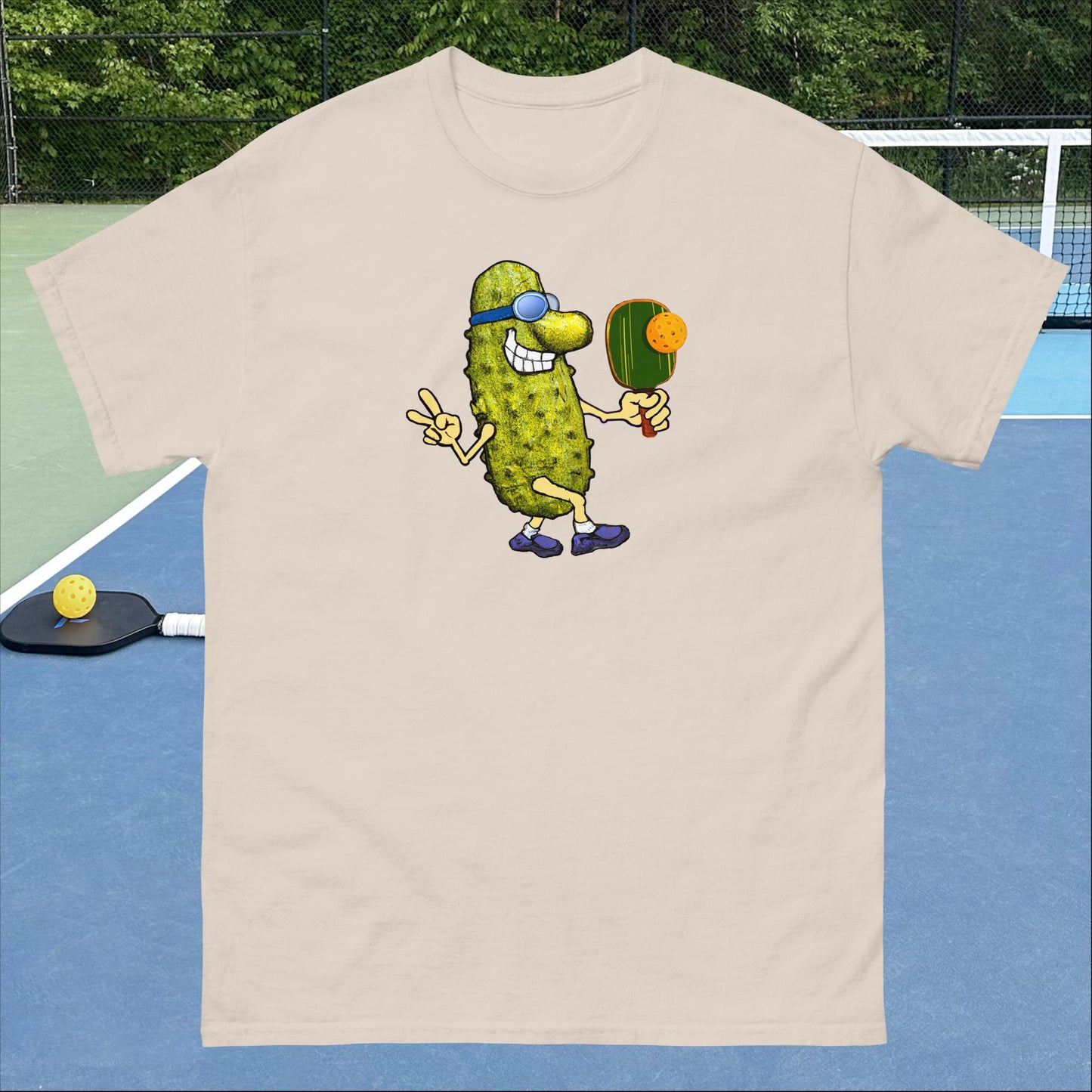 Fun Pickleball T-shirt, Keep On Picklin' Pickledude Without Text, Graphic on Front Center