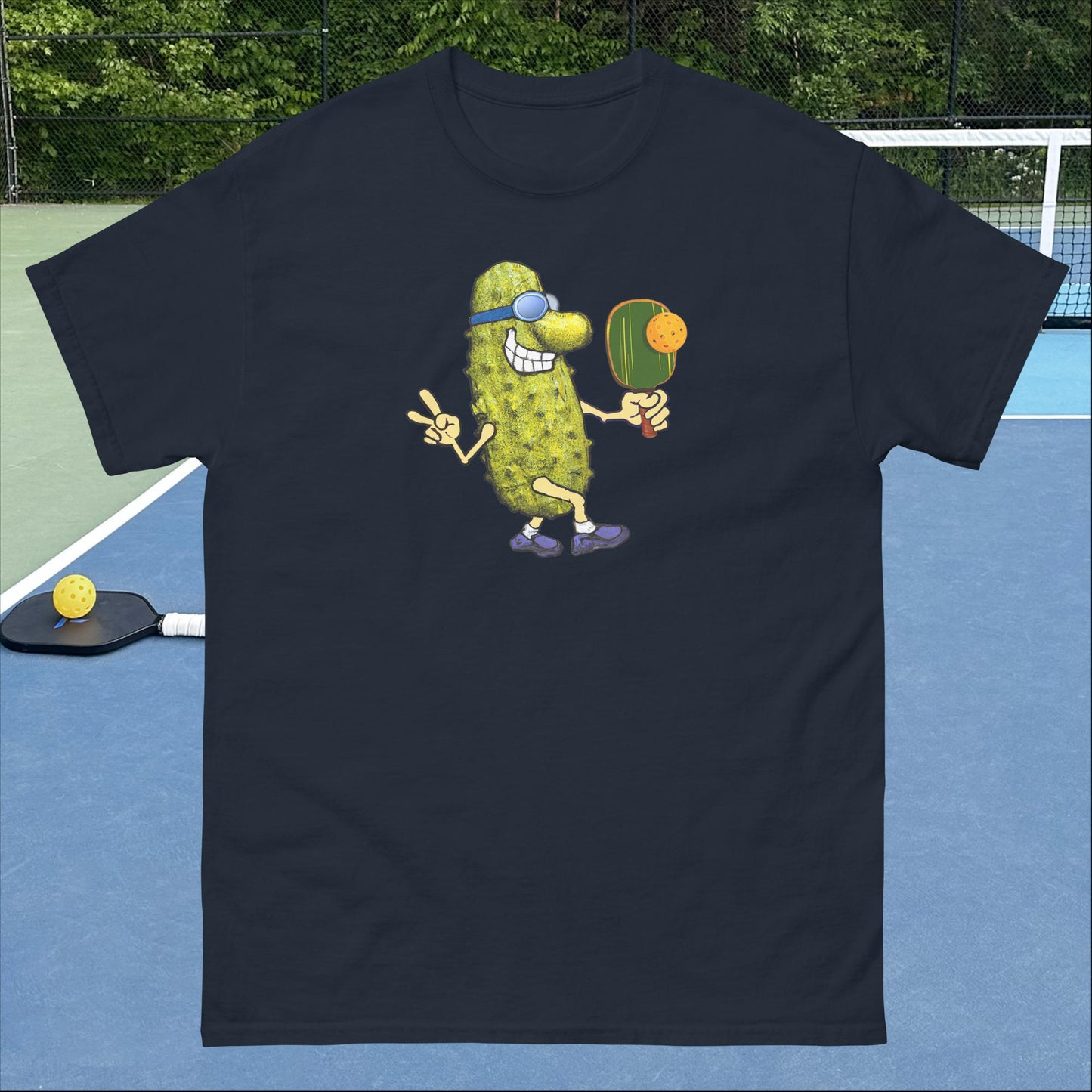 Fun Pickleball T-shirt, Keep On Picklin' Pickledude Without Text, Graphic on Front Center