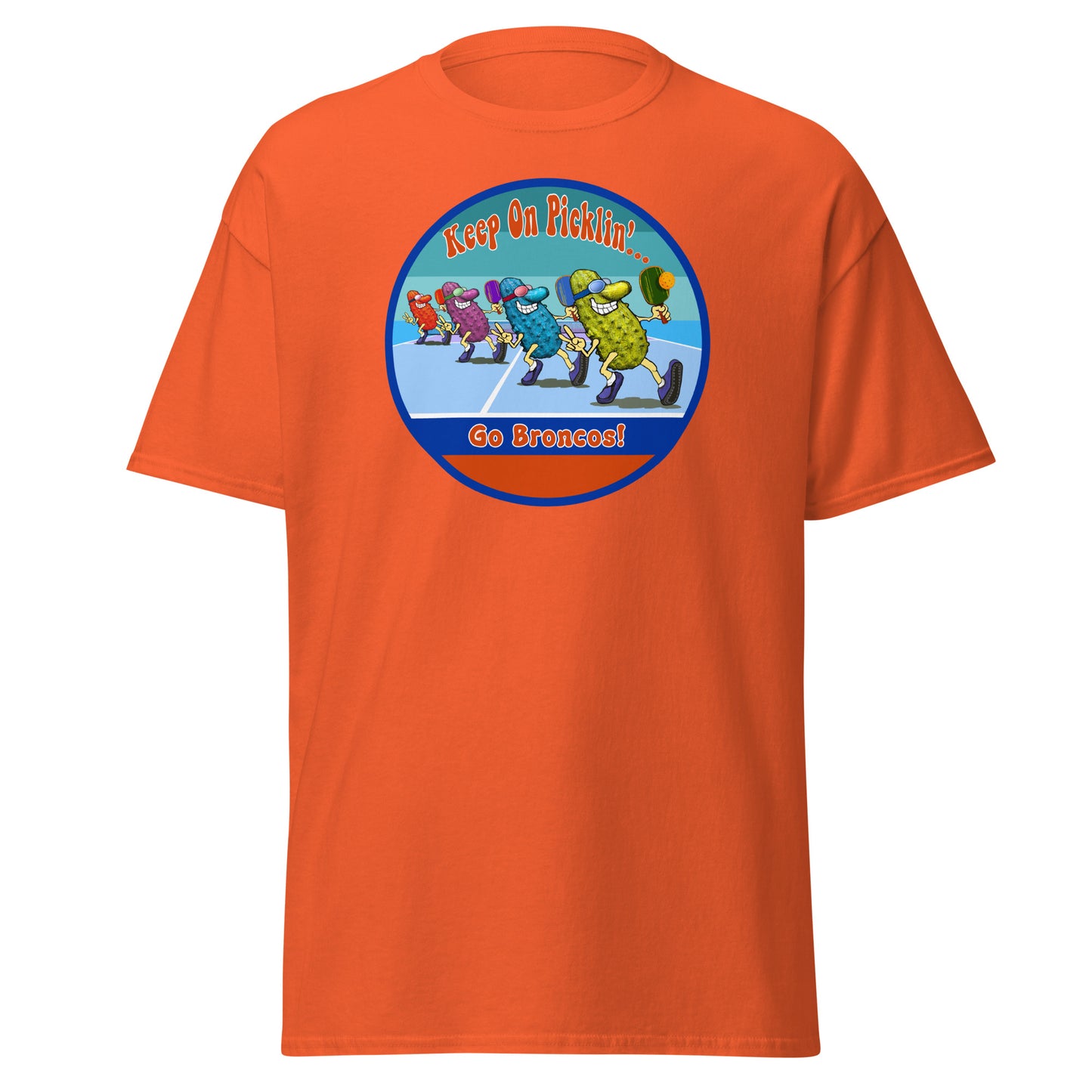 Boise State Broncos Pickleball Shirt, Short-sleeve Tee, Retro Stripes Graphic