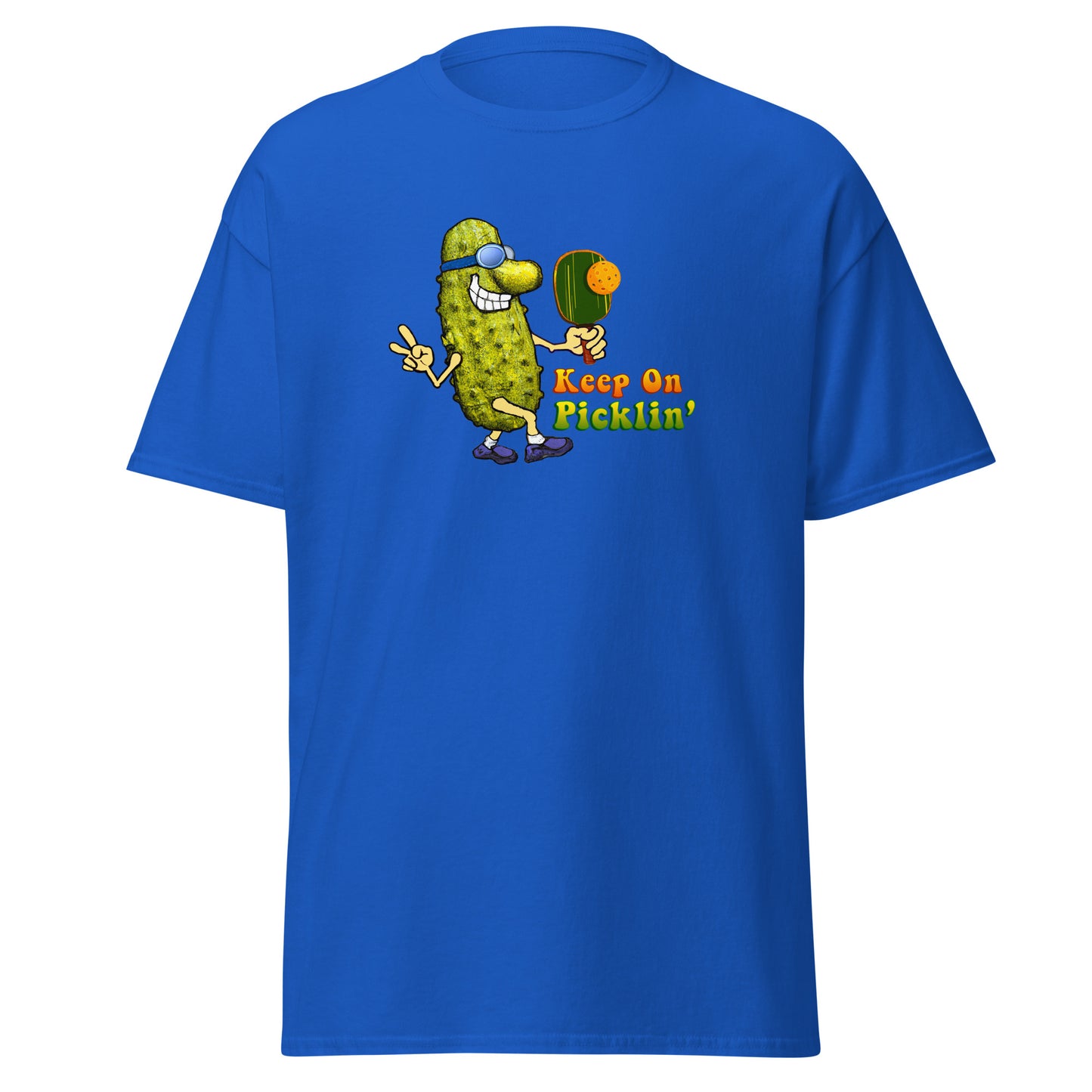 Fun Pickleball T-shirt, Keep On Picklin' Pickledude, Graphic on Front Center