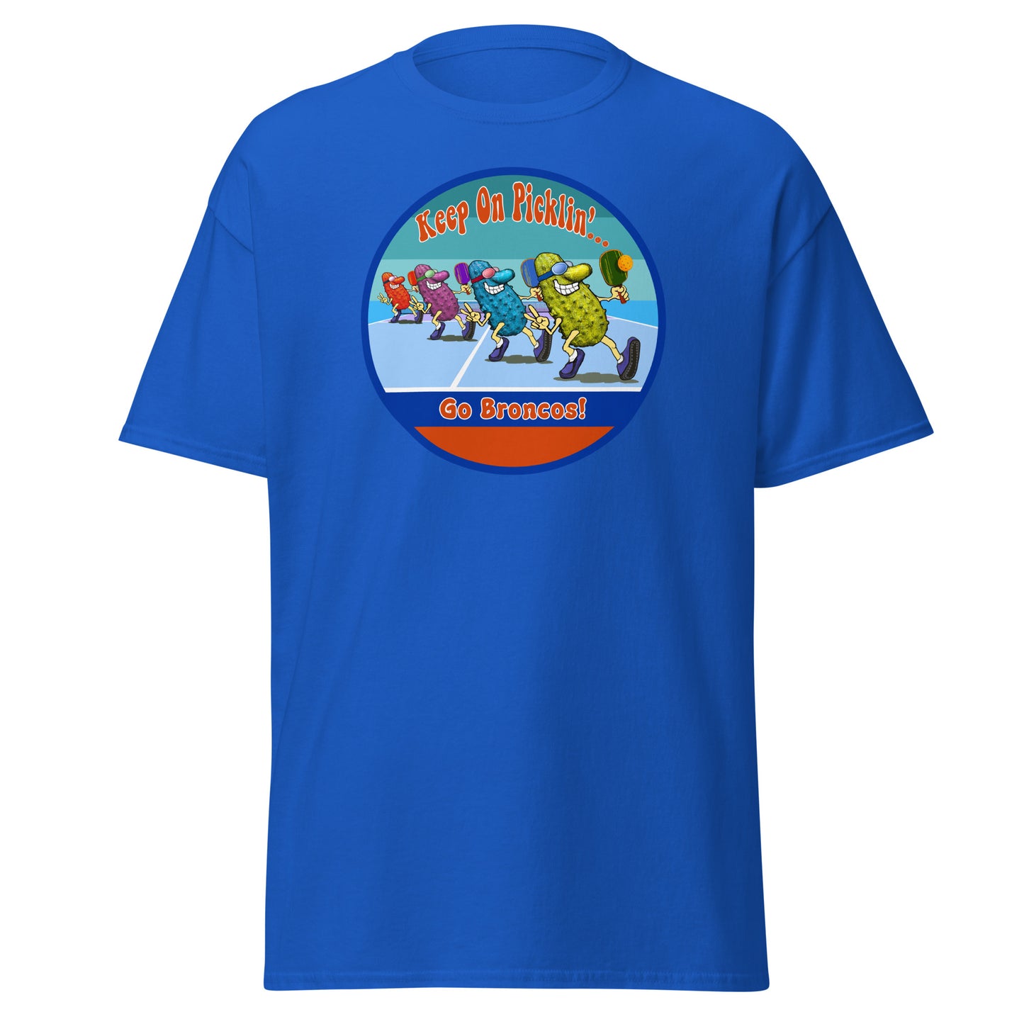 Boise State Broncos Pickleball Shirt, Short-sleeve Tee, Retro Stripes Graphic