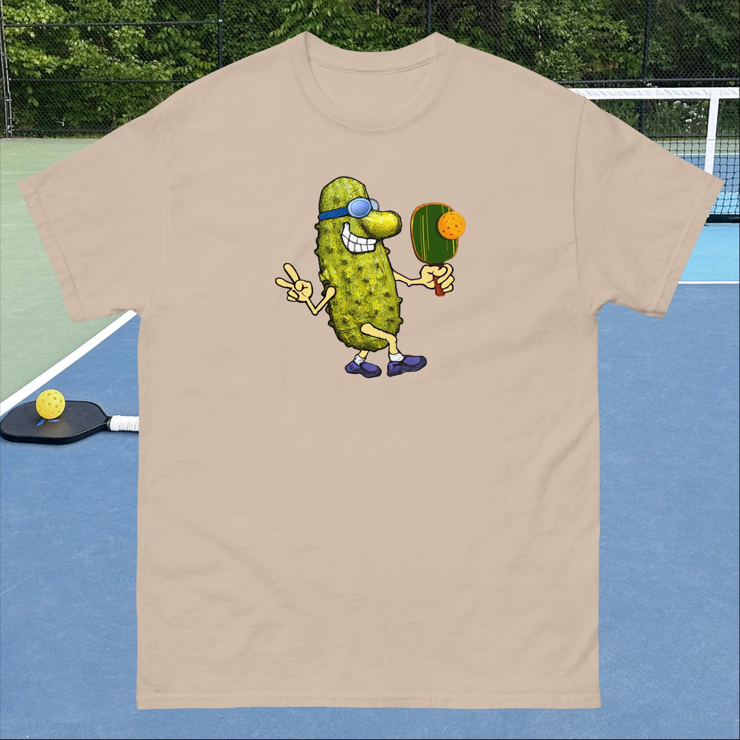 Fun Pickleball T-shirt, Keep On Picklin' Pickledude Without Text, Graphic on Front Center