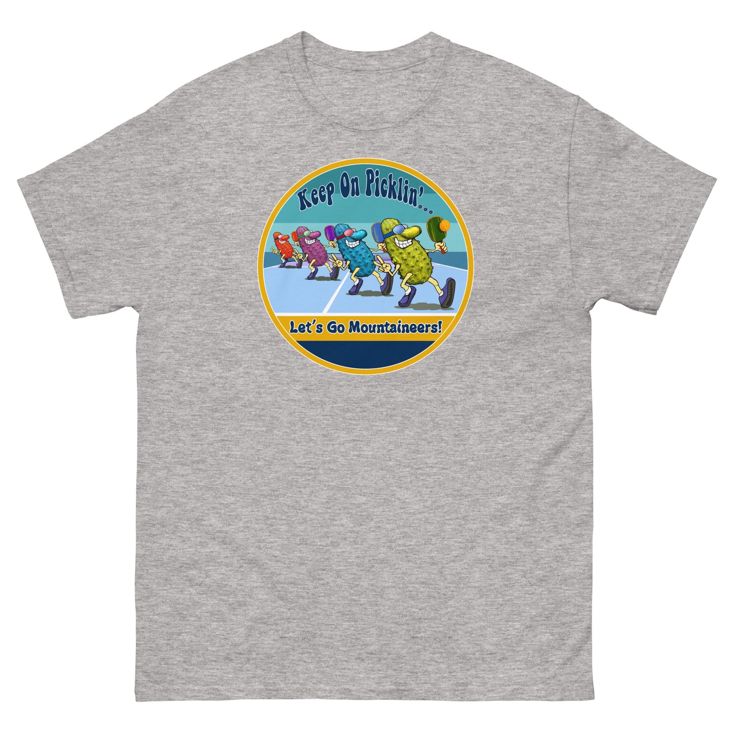 West Virginia Mountaineers Pickleball Shirt, Short-sleeve Tee, Retro Stripes Graphic