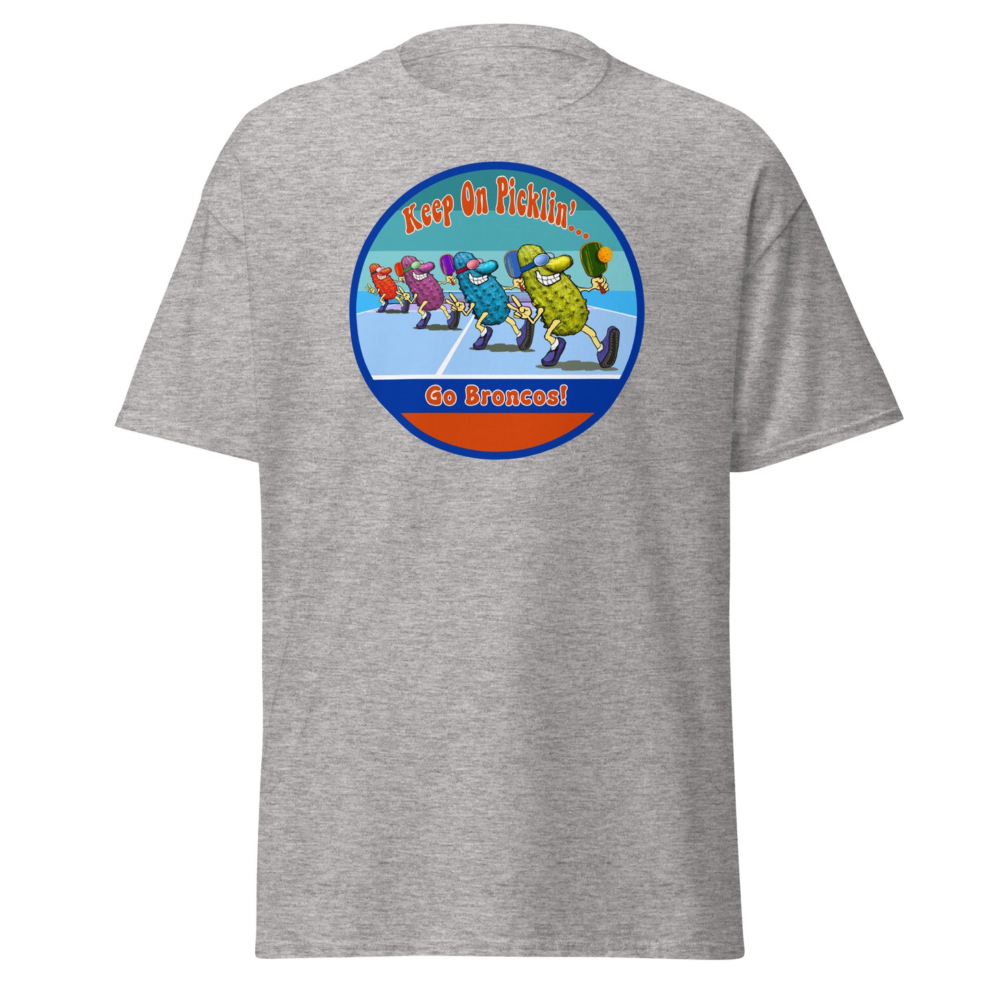 Boise State Broncos Pickleball Shirt, Short-sleeve Tee, Retro Stripes Graphic