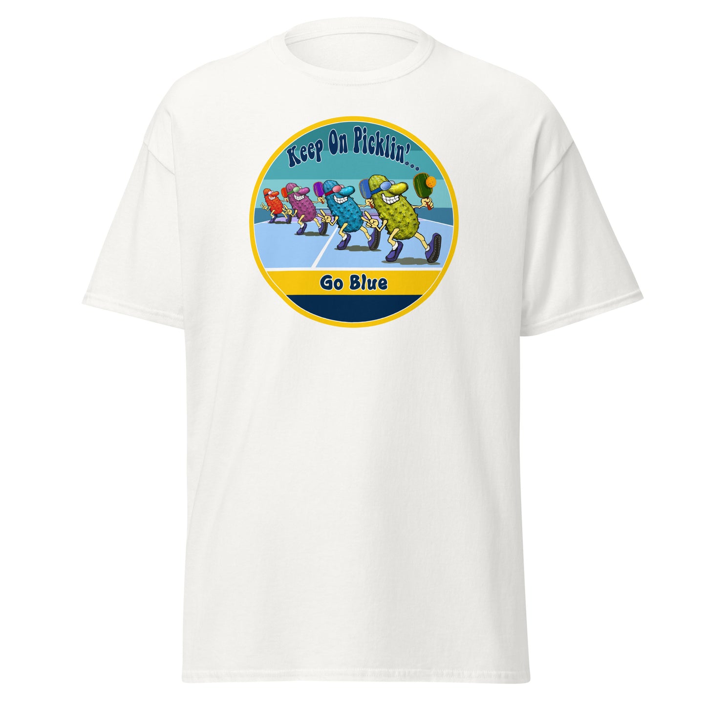 Michigan Wolverines Pickleball Shirt, Short-sleeve Tee, Retro Stripes Graphic
