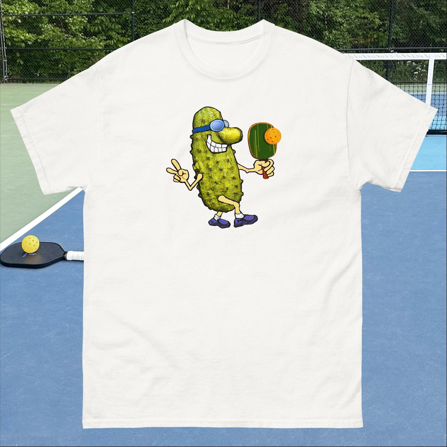 Fun Pickleball T-shirt, Keep On Picklin' Pickledude Without Text, Graphic on Front Center