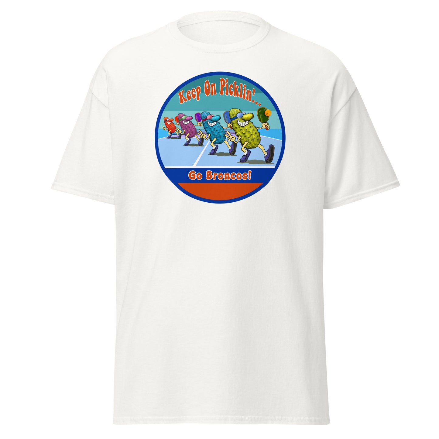 Boise State Broncos Pickleball Shirt, Short-sleeve Tee, Retro Stripes Graphic