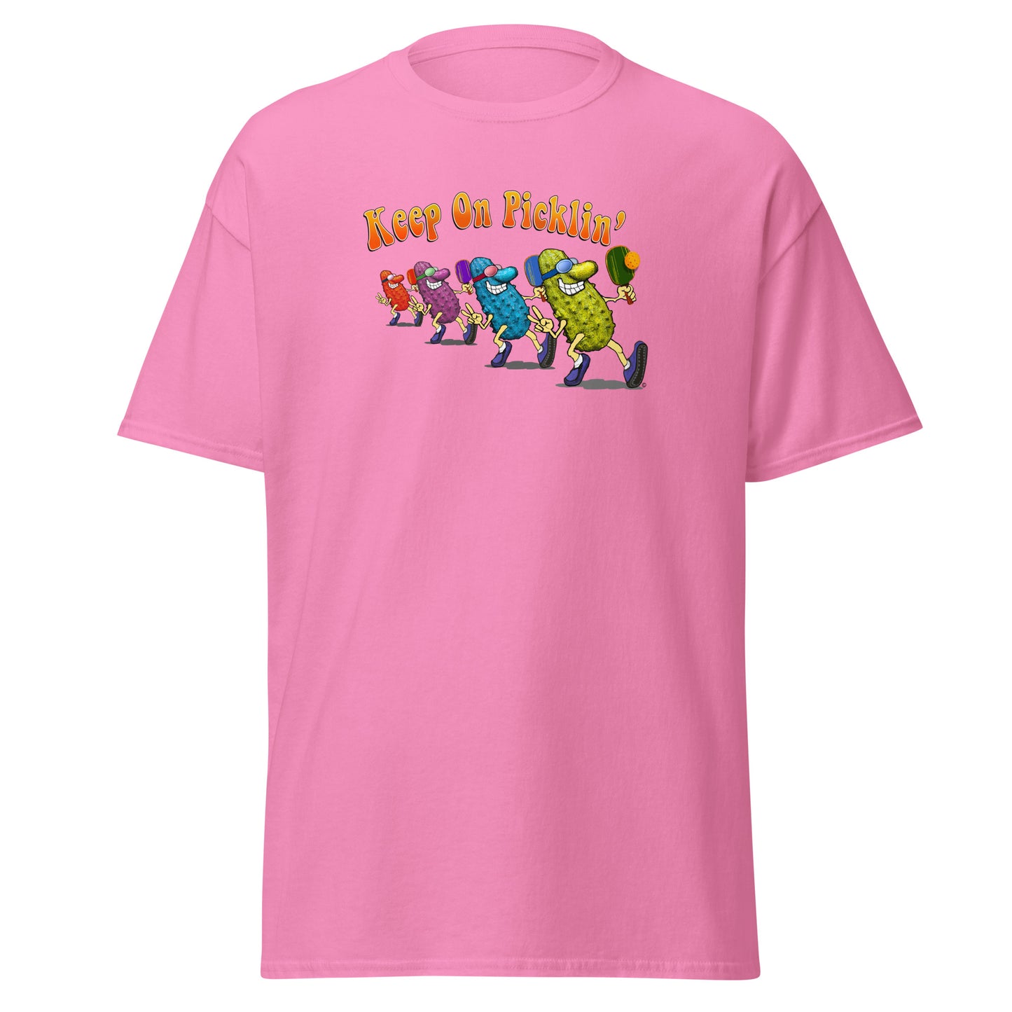 Fun Pickleball T-shirt, Keep On Picklin', Front Center Graphic, Short-sleeve