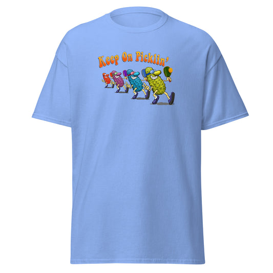 Fun Pickleball T-shirt, Keep On Picklin', Front Center Graphic, Short-sleeve