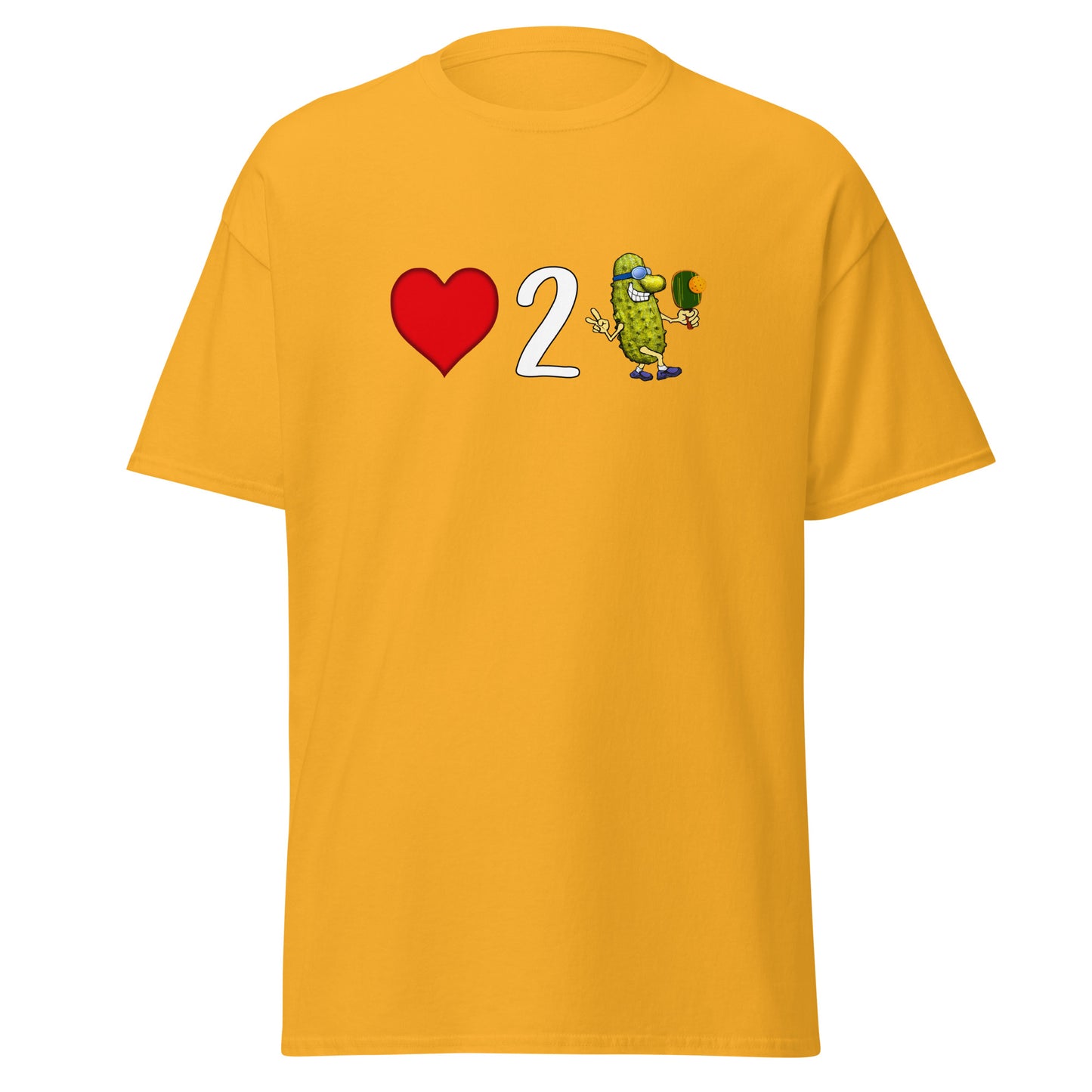 Fun Pickleball T-shirt, Love 2 Pickle, Front Center Graphic