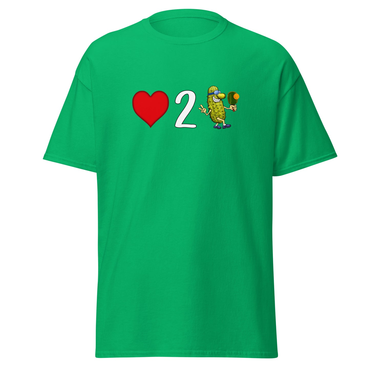 Fun Pickleball T-shirt, Love 2 Pickle, Front Center Graphic