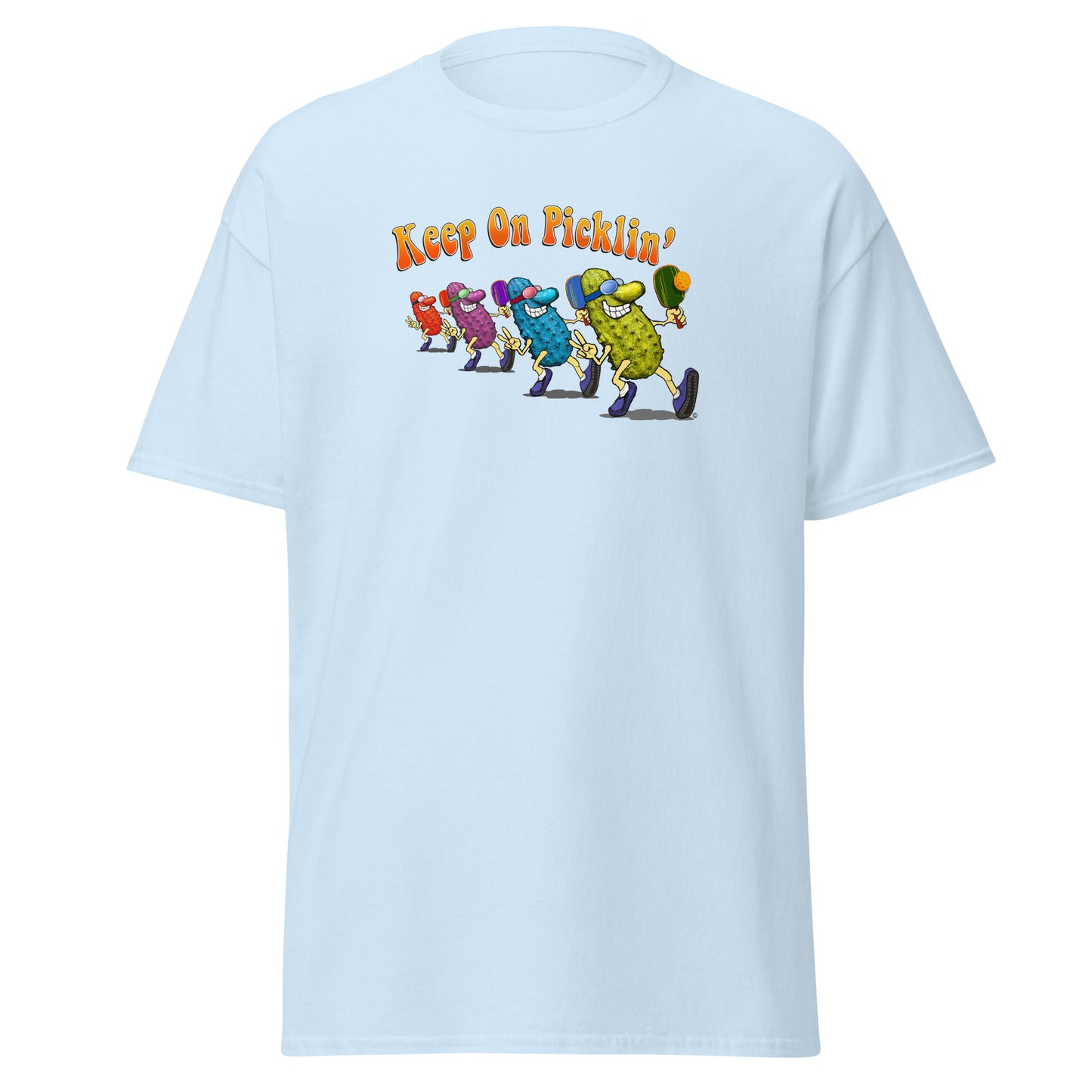 Fun Pickleball T-shirt, Keep On Picklin', Front Center Graphic, Short-sleeve